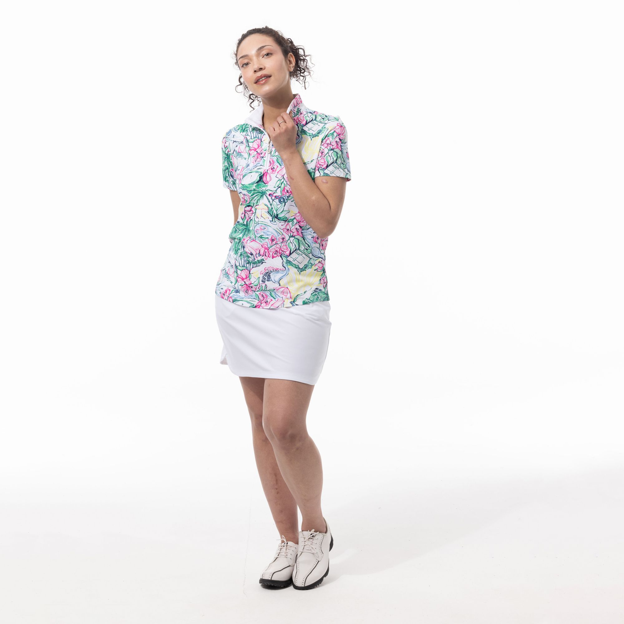 SanSoleil Women's SolTek LUX Mock Neck Short Sleeve Golf Polo product image