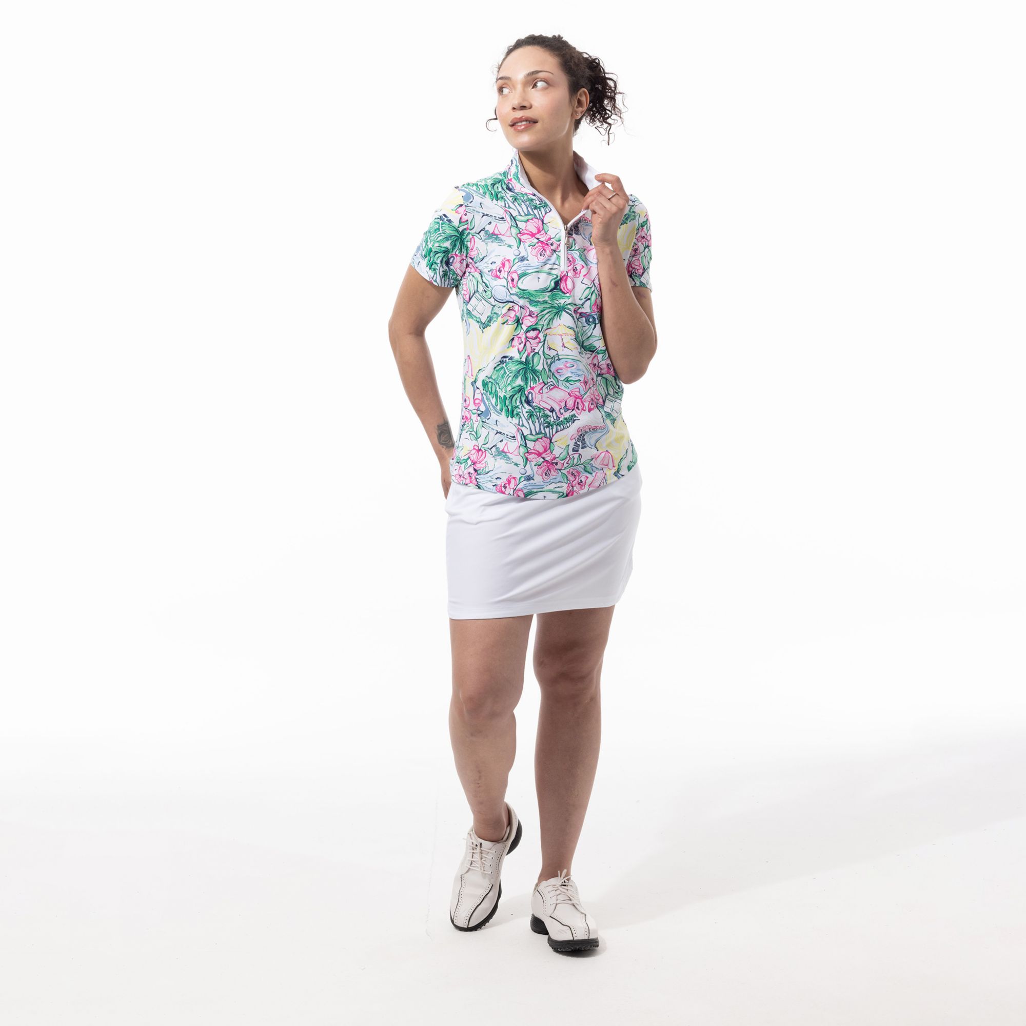 SanSoleil Women's SolTek LUX Mock Neck Short Sleeve Golf Polo product image