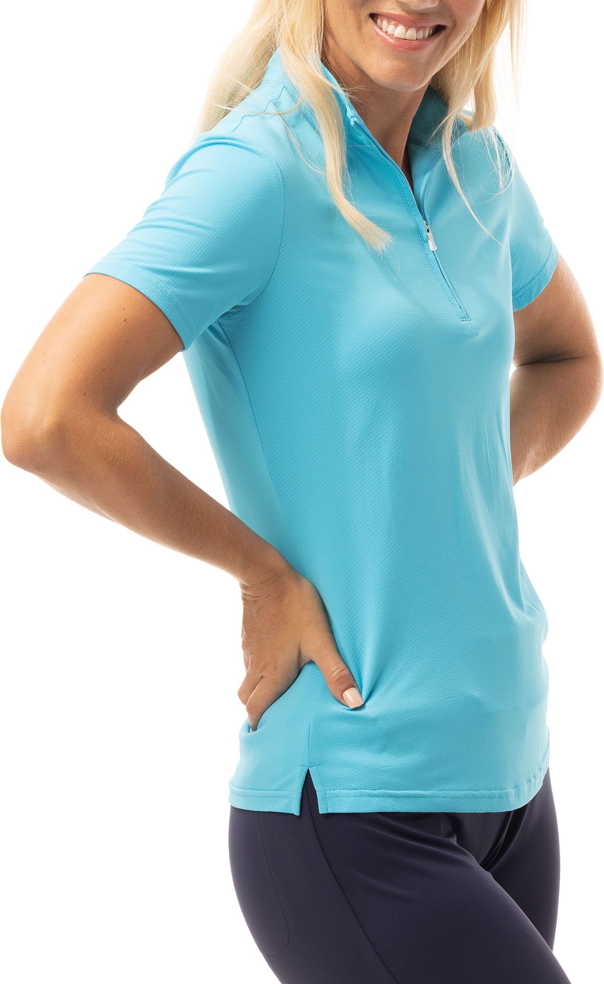 SanSoleil Women's SolTek Mock Neck Short Sleeve Golf Polo product image