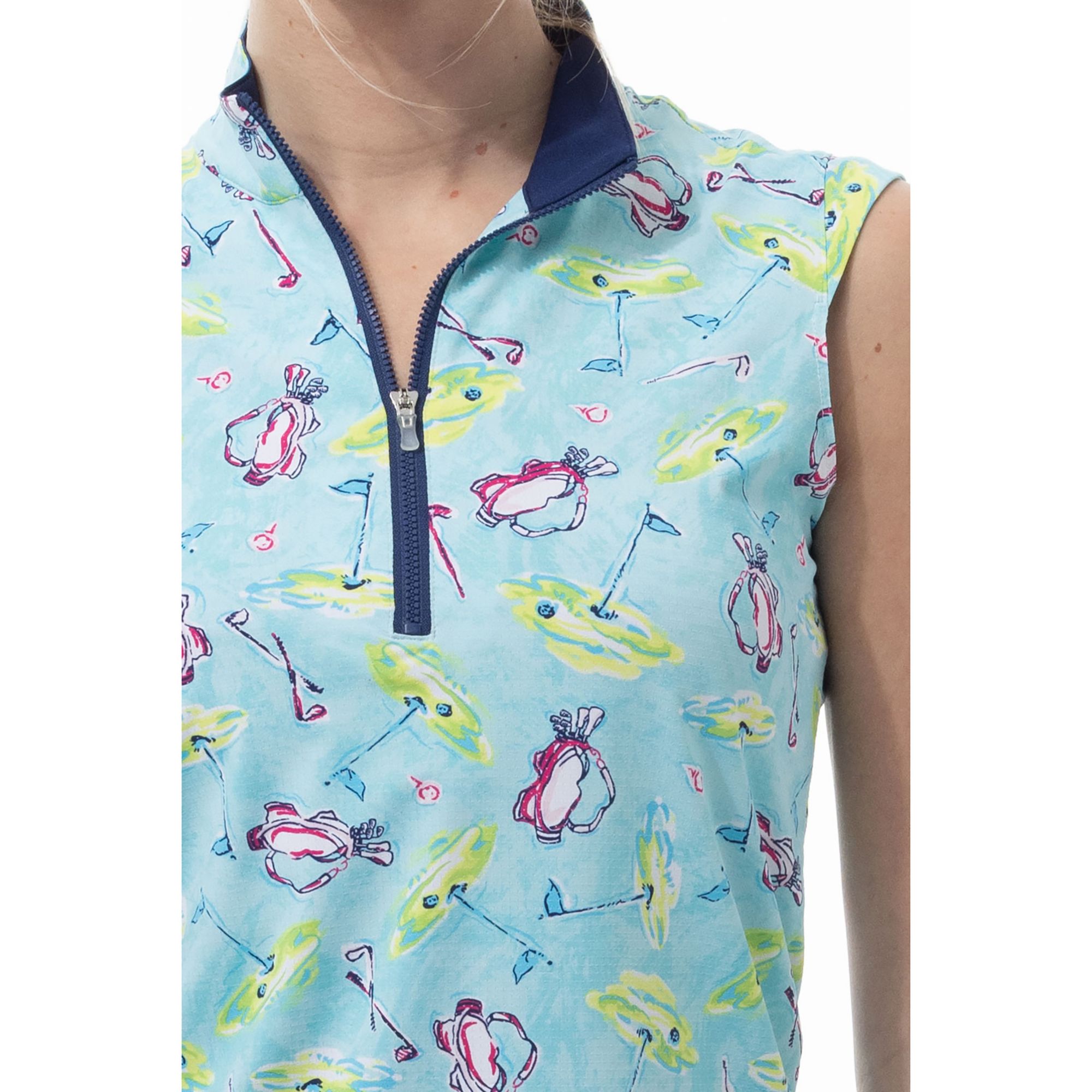 SanSoleil Women's SolAir Sleeveless Print Golf Mock Neck product image