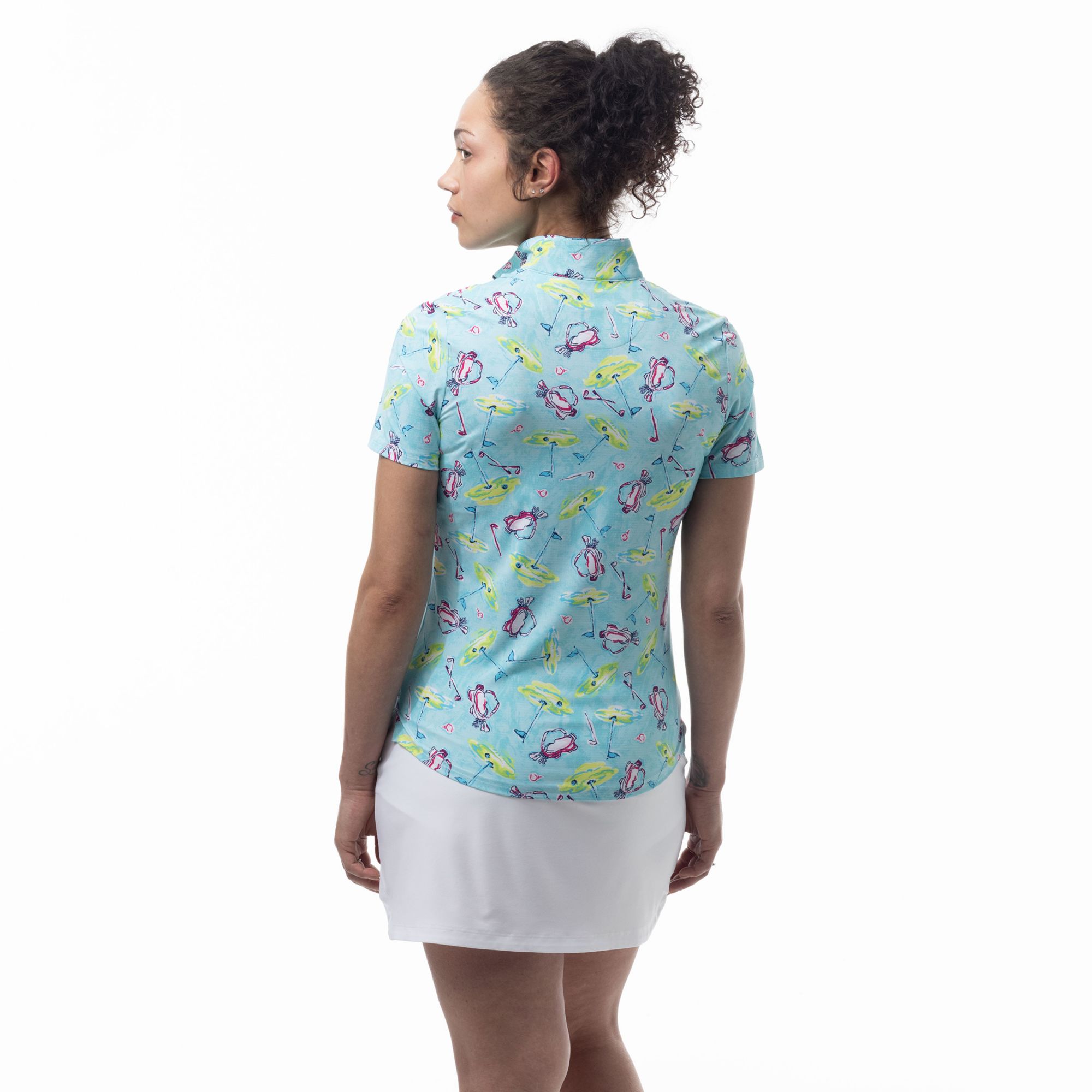 San Soleil Women's SolAir Short Sleeve Print Golf Mock Neck product image