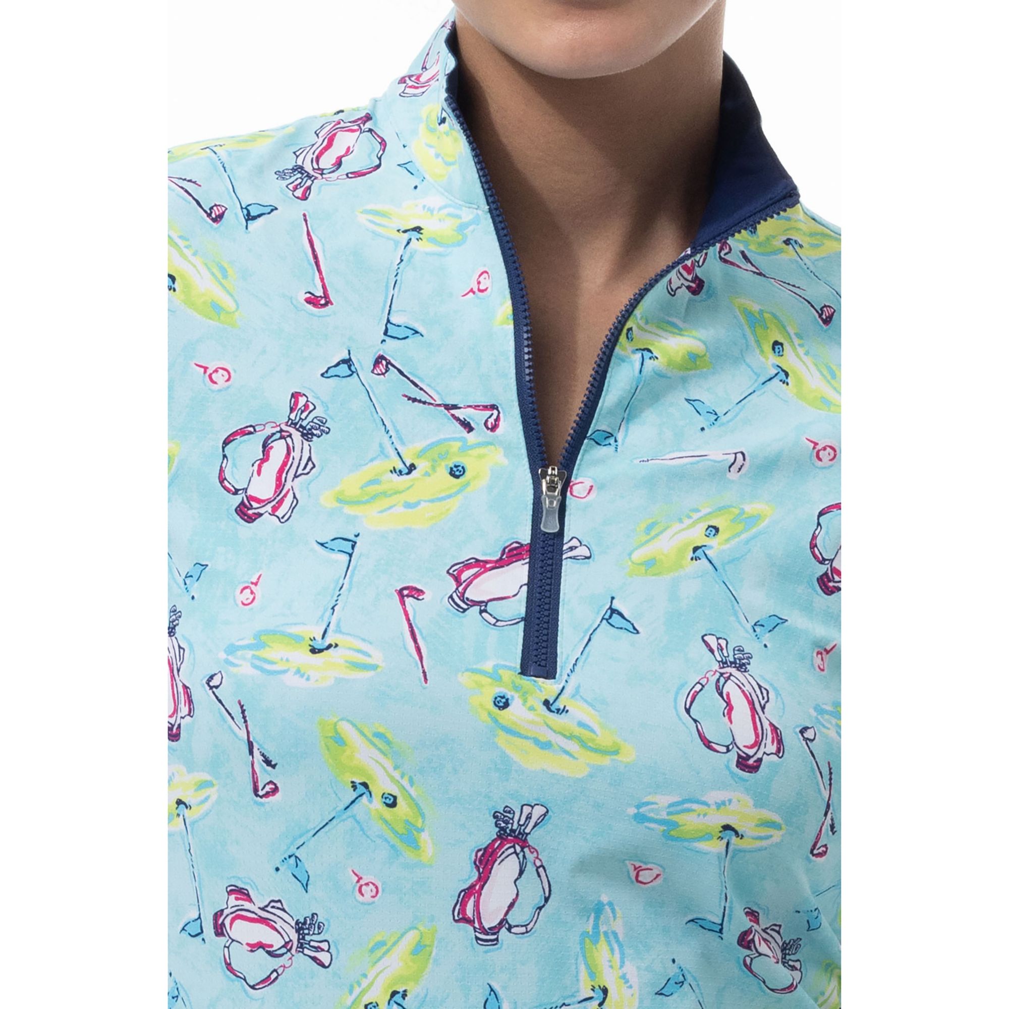 San Soleil Women's SolAir Short Sleeve Print Golf Mock Neck product image