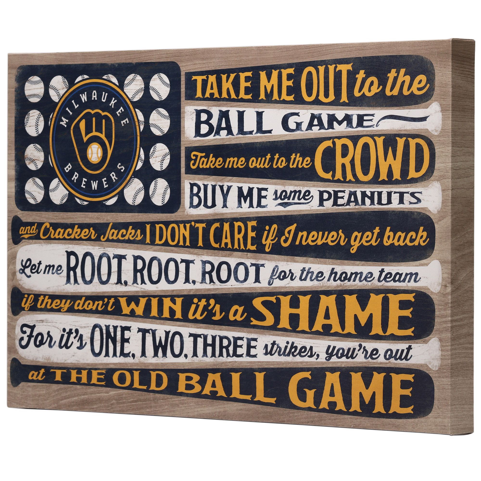 Open Road Milwaukee Brewers Ball Game Canvas