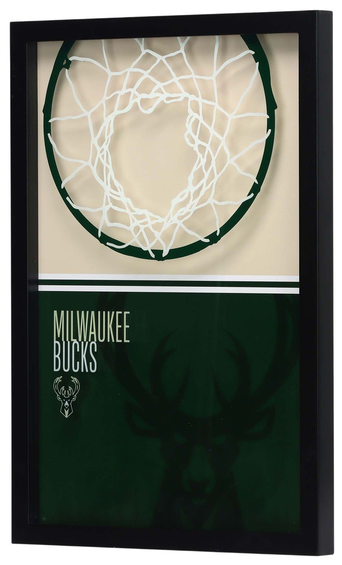 Open Road Milwaukee Bucks Basketball Hoop Block Printed Glass Wall Decor product image
