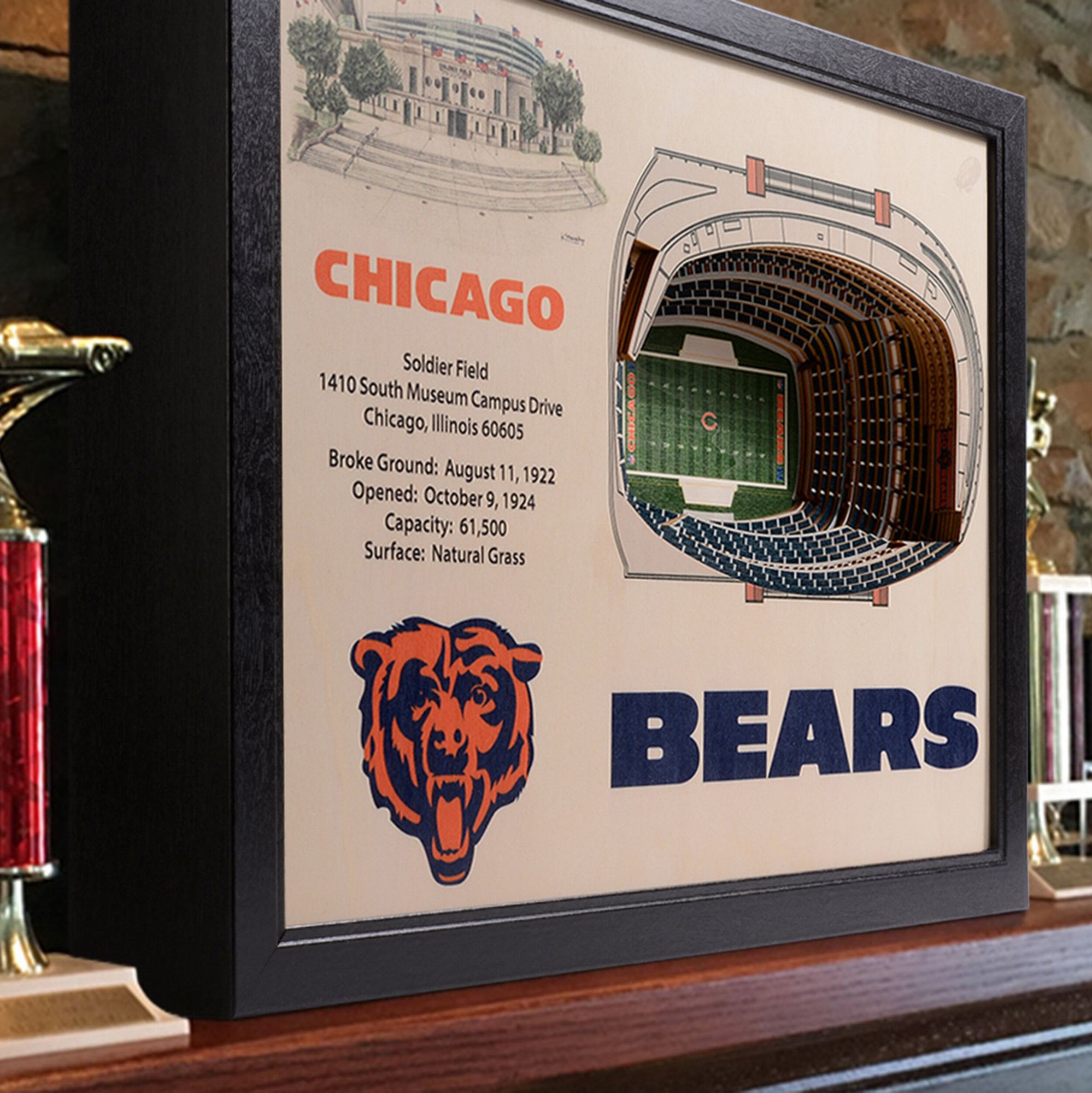 YouTheFan Chicago Bears 25-Layer StadiumViews 3D Wall Art product image