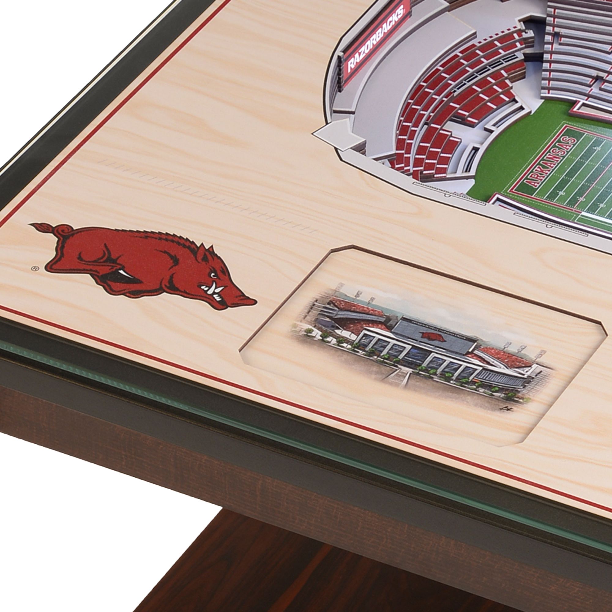 You The Fan Arkansas Razorbacks 25-Layer Stadium Views Lighted End Table