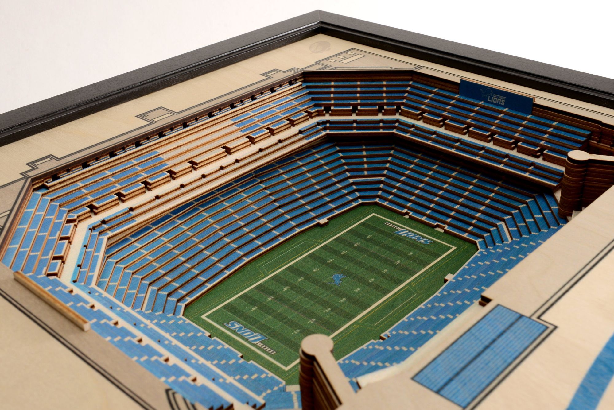 YouTheFan Detroit Lions 25-Layer StadiumViews 3D Wall Art product image