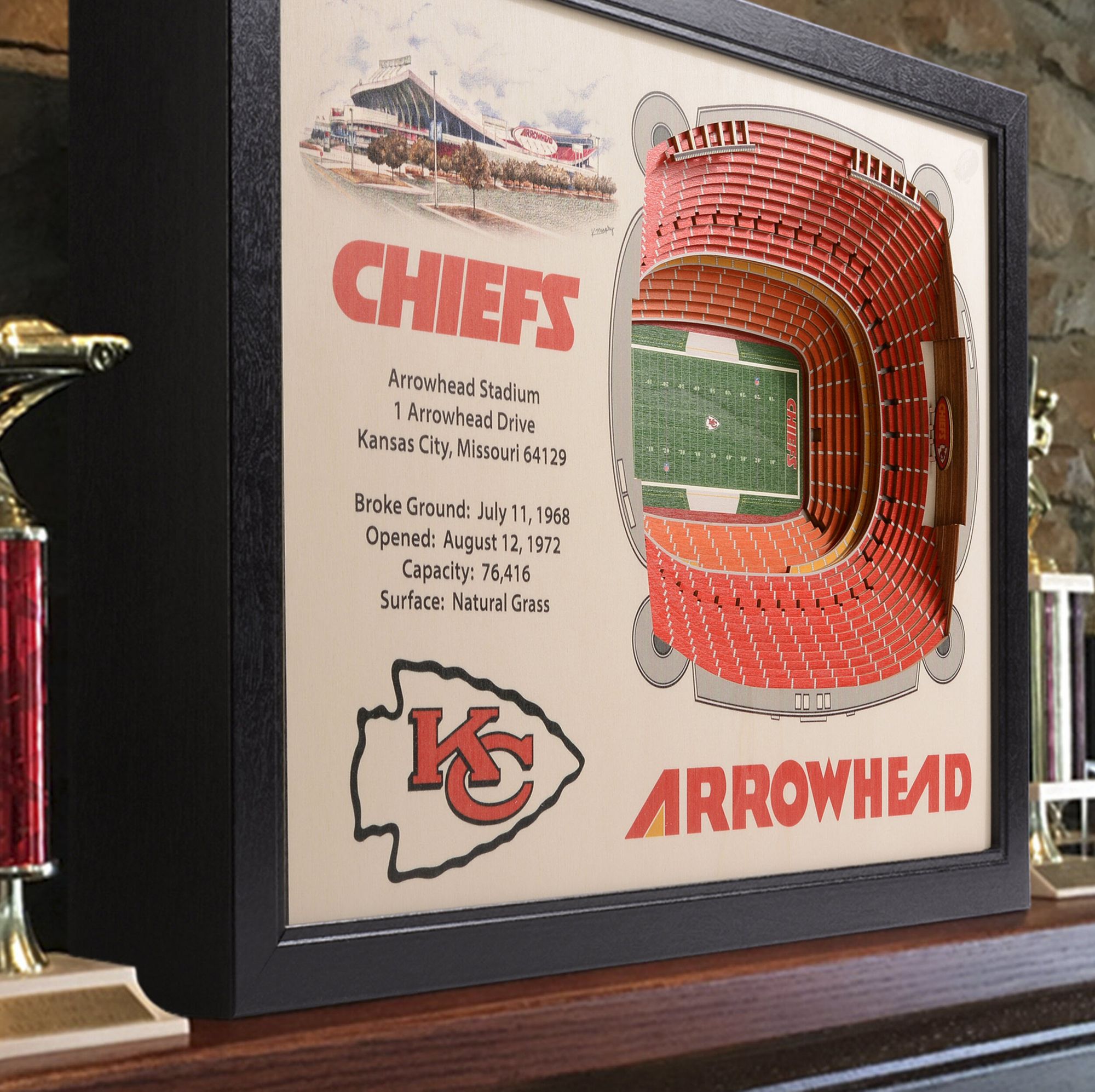 YouTheFan Kansas City Chiefs 25-Layer StadiumViews 3D Wall Art product image