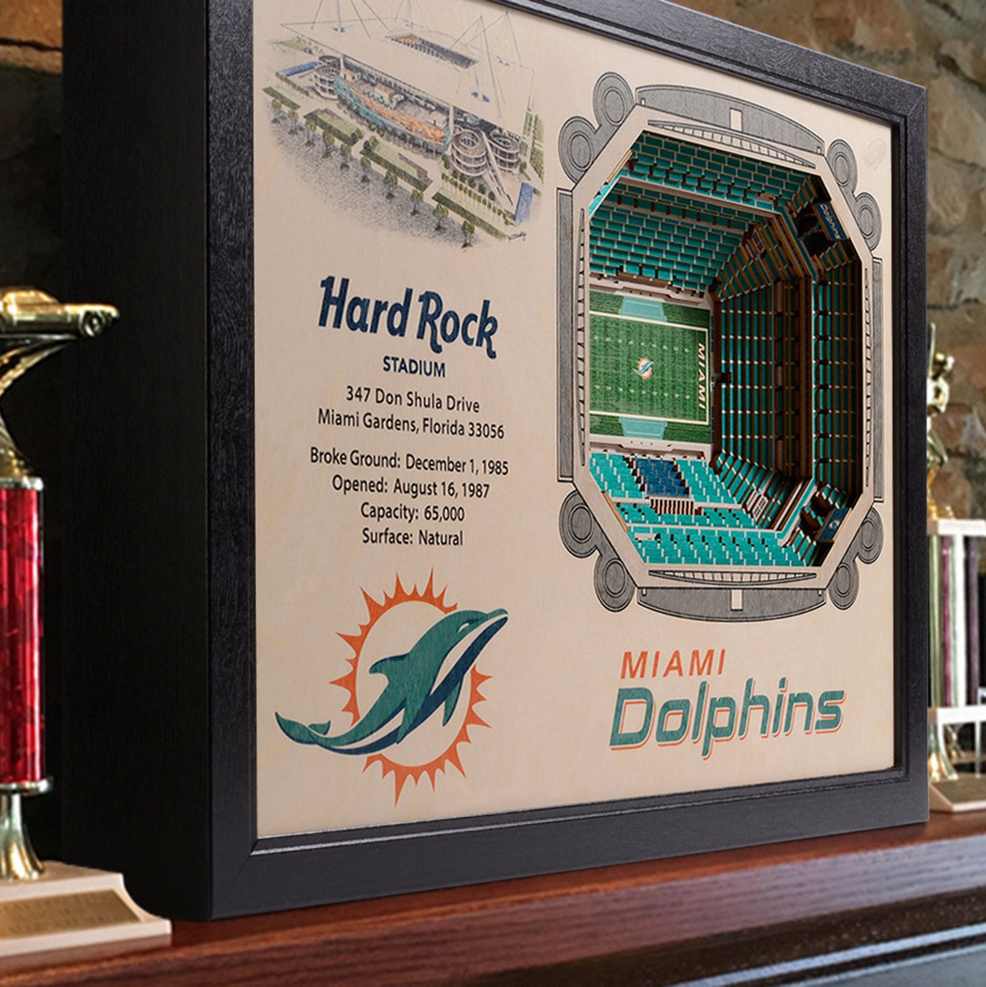 YouTheFan Miami Dolphins 25-Layer StadiumViews 3D Wall Art product image