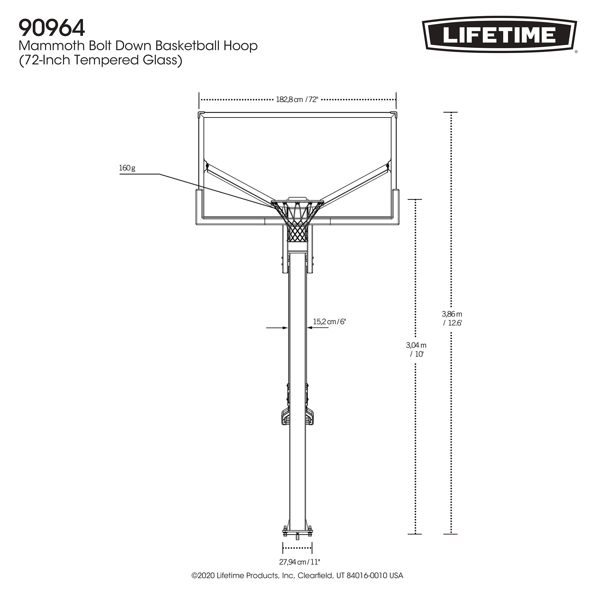 Lifetime Mammoth 72” In-Ground Basketball Hoop product image