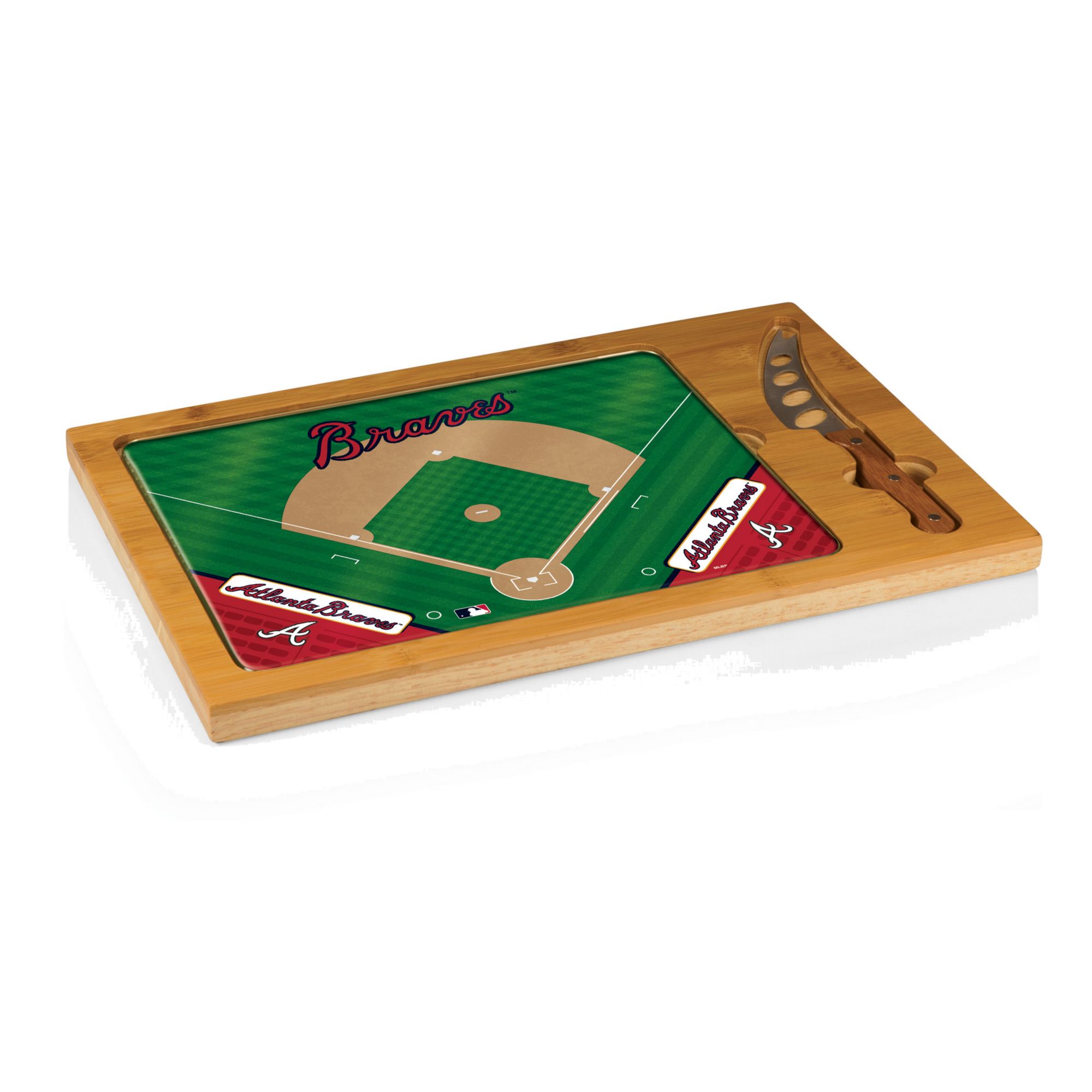 Picnic Time Atlanta Braves Glass Top Serving Board Set product image