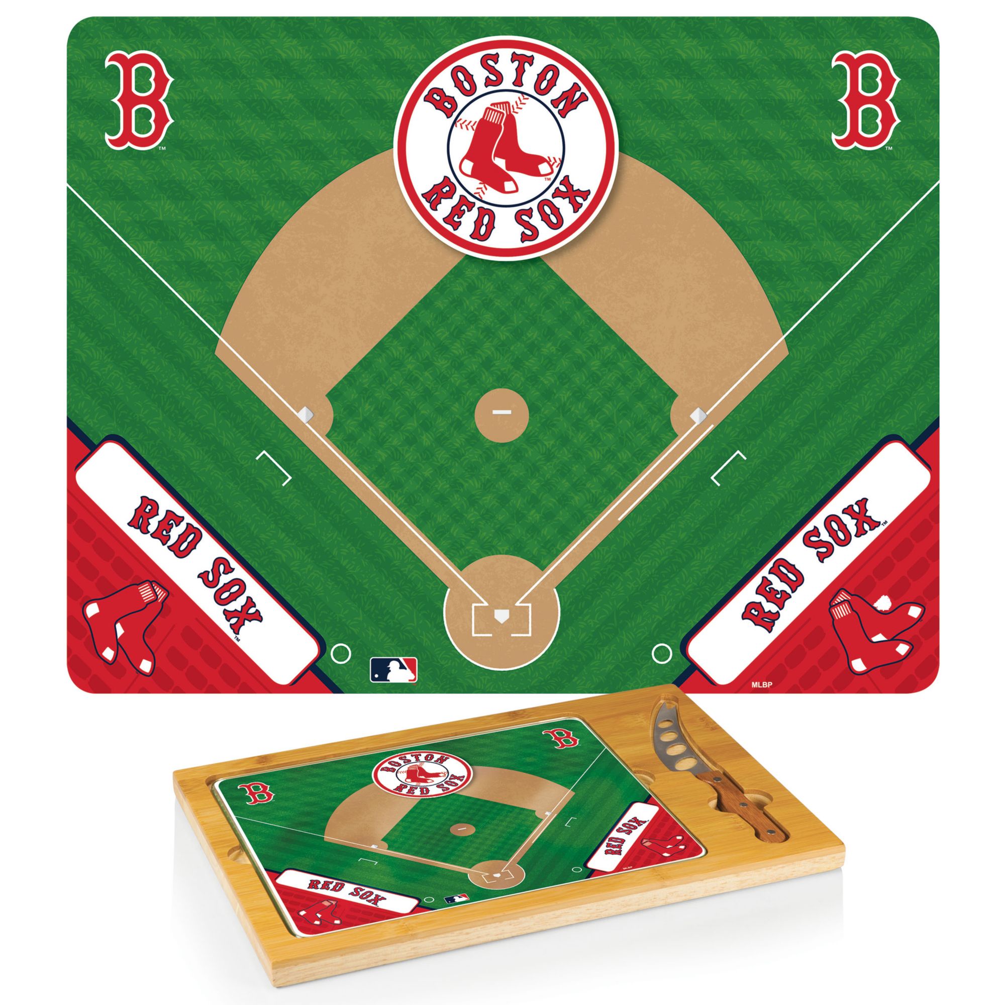 Picnic Time Boston Red Sox Glass Top Serving Board Set product image