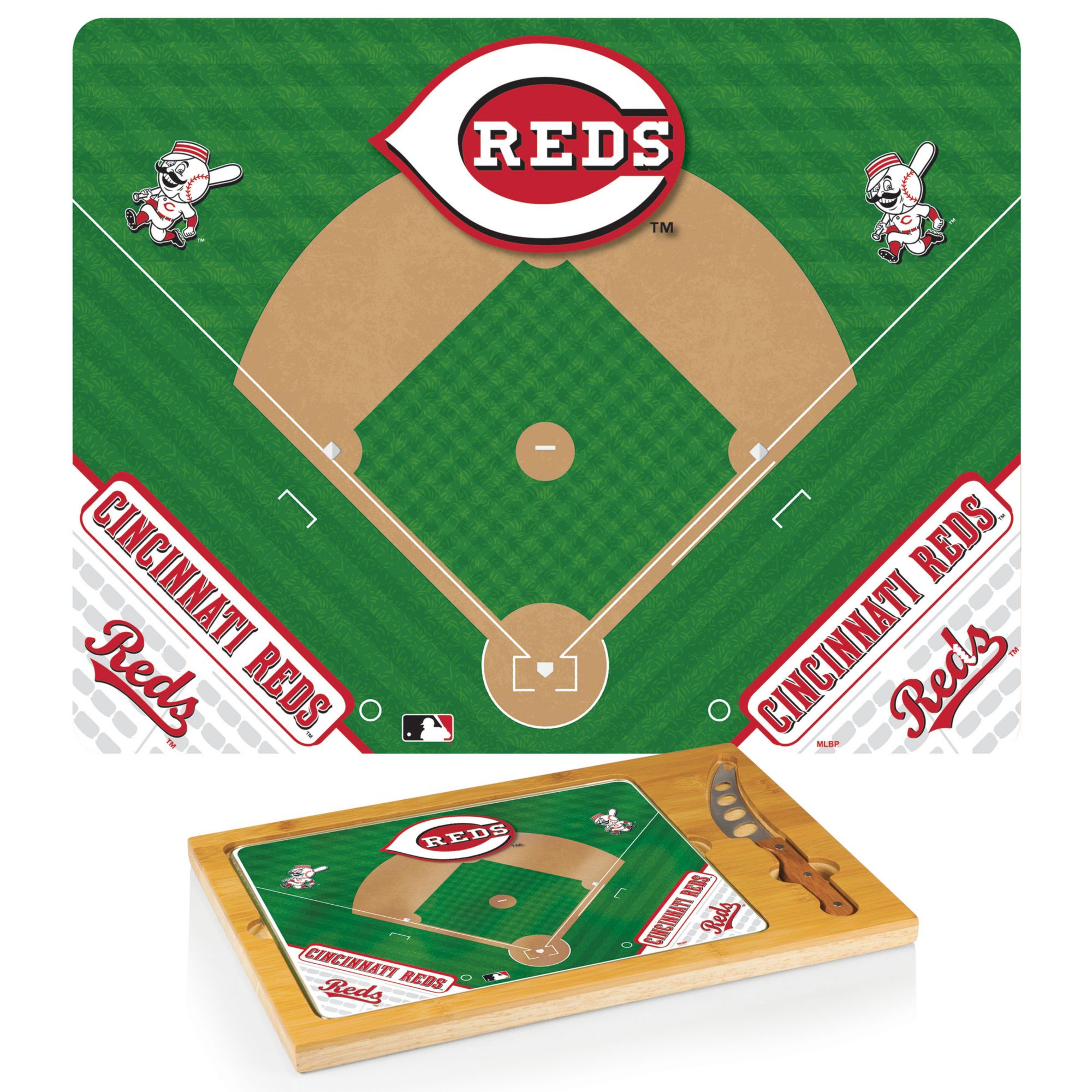 Picnic Time Cincinnati Reds Glass Top Serving Board Set product image