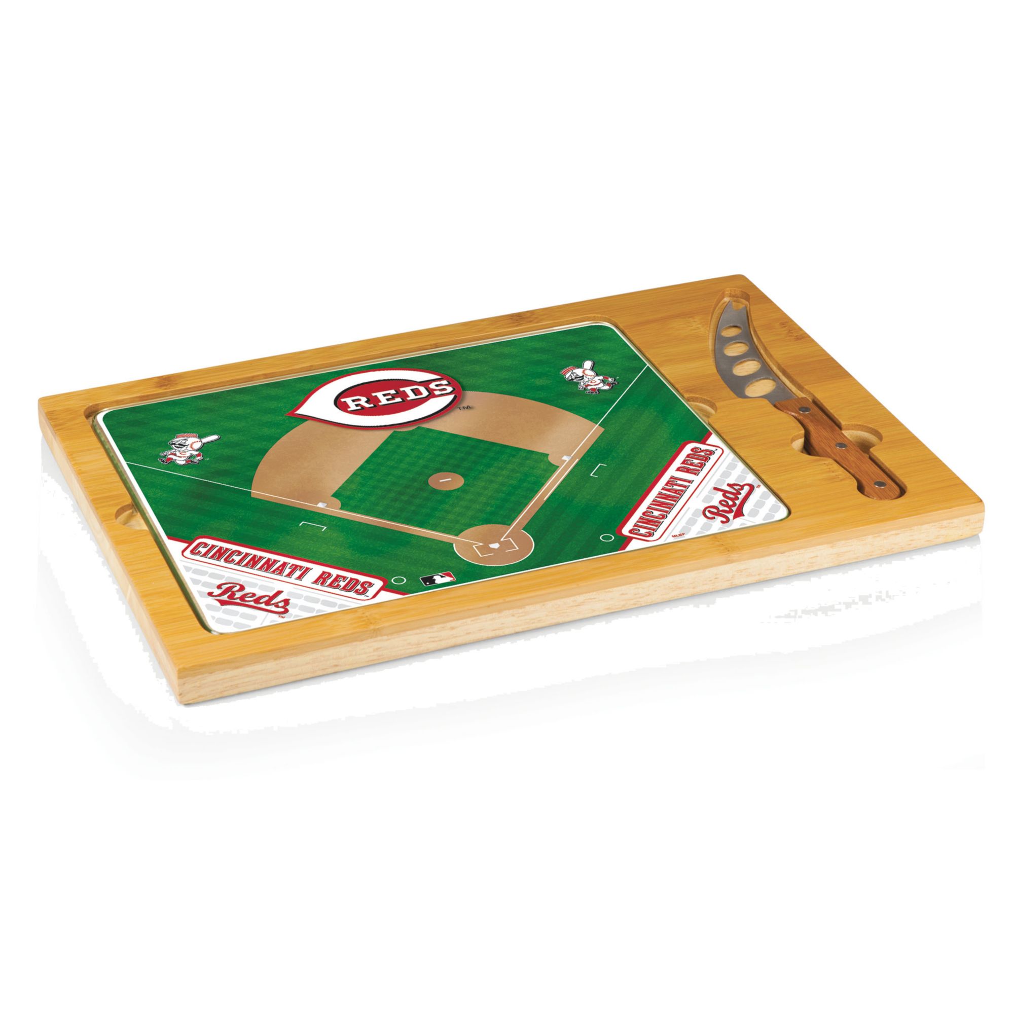 Picnic Time Cincinnati Reds Glass Top Serving Board Set product image