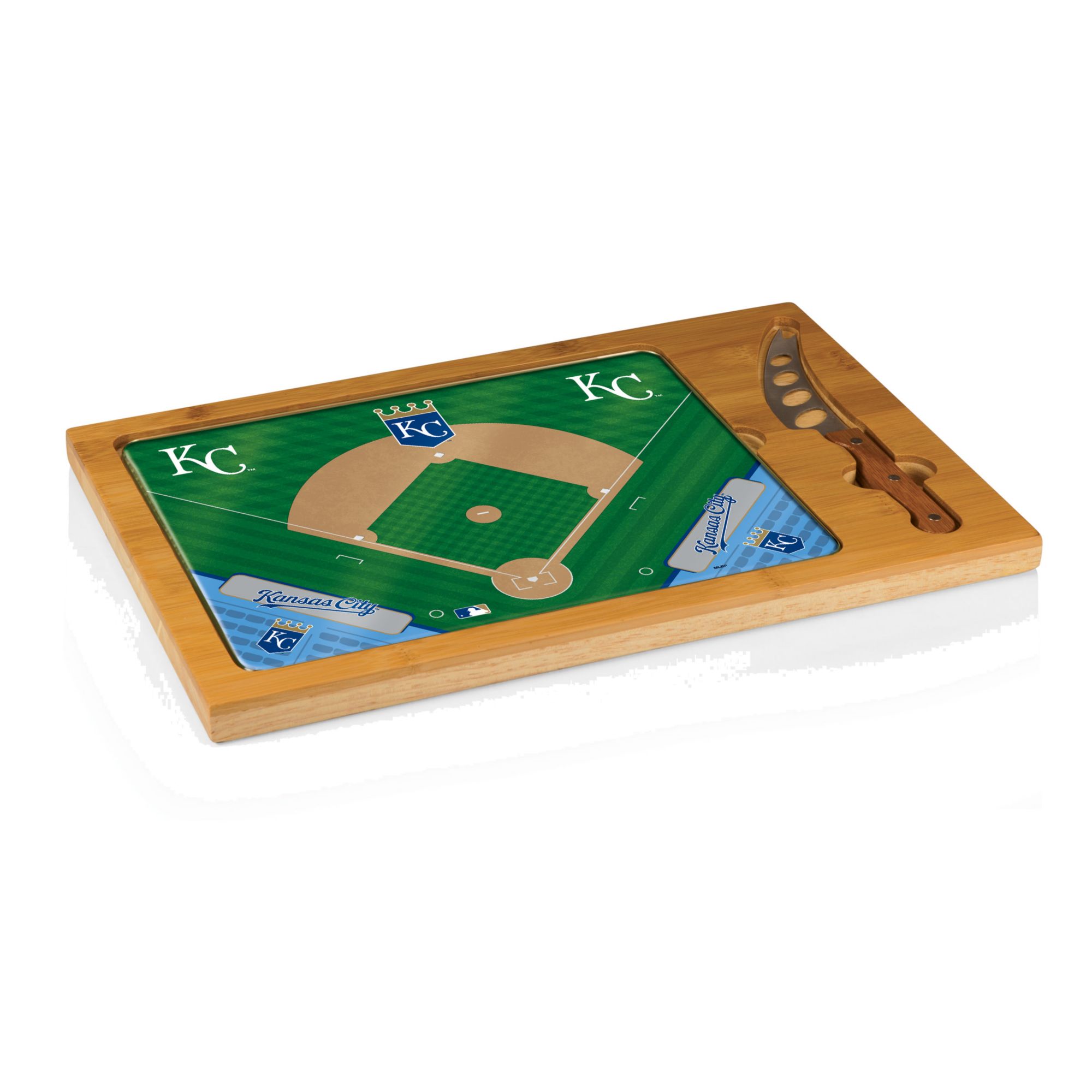 Picnic Time Kansas City Royals Glass Top Serving Board Set