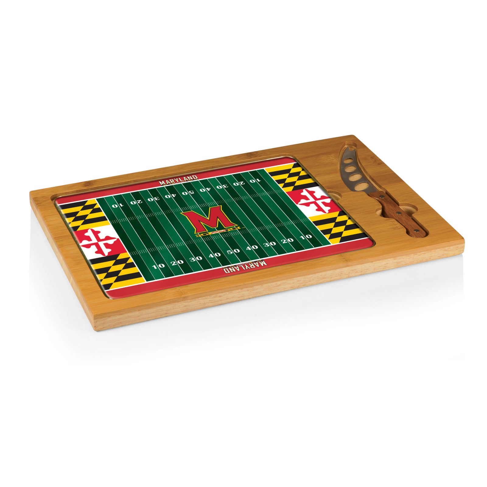 Picnic Time Maryland Terrapins Glass Top Cutting Board Set