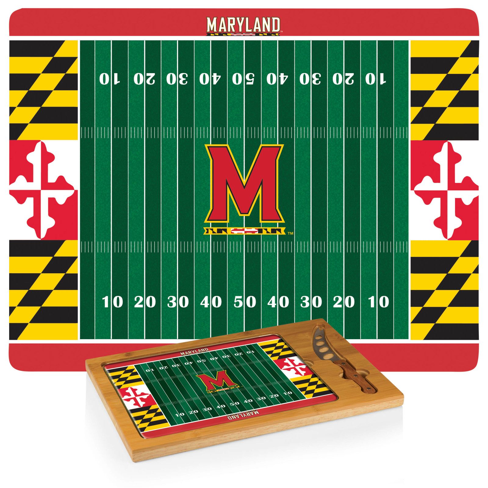 Picnic Time Maryland Terrapins Glass Top Cutting Board Set product image