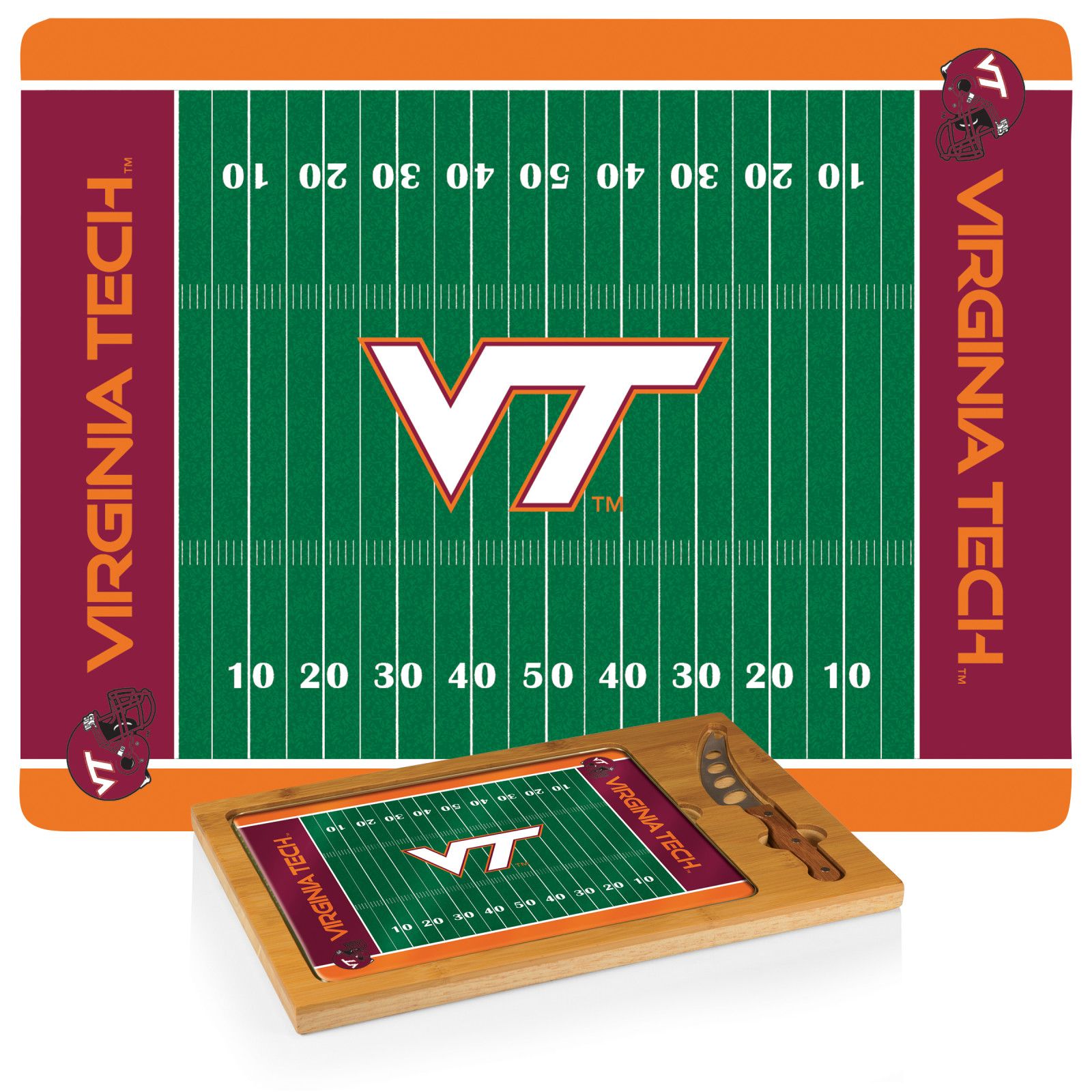Picnic Time Virginia Tech Hokies Glass Top Cutting Board Set product image