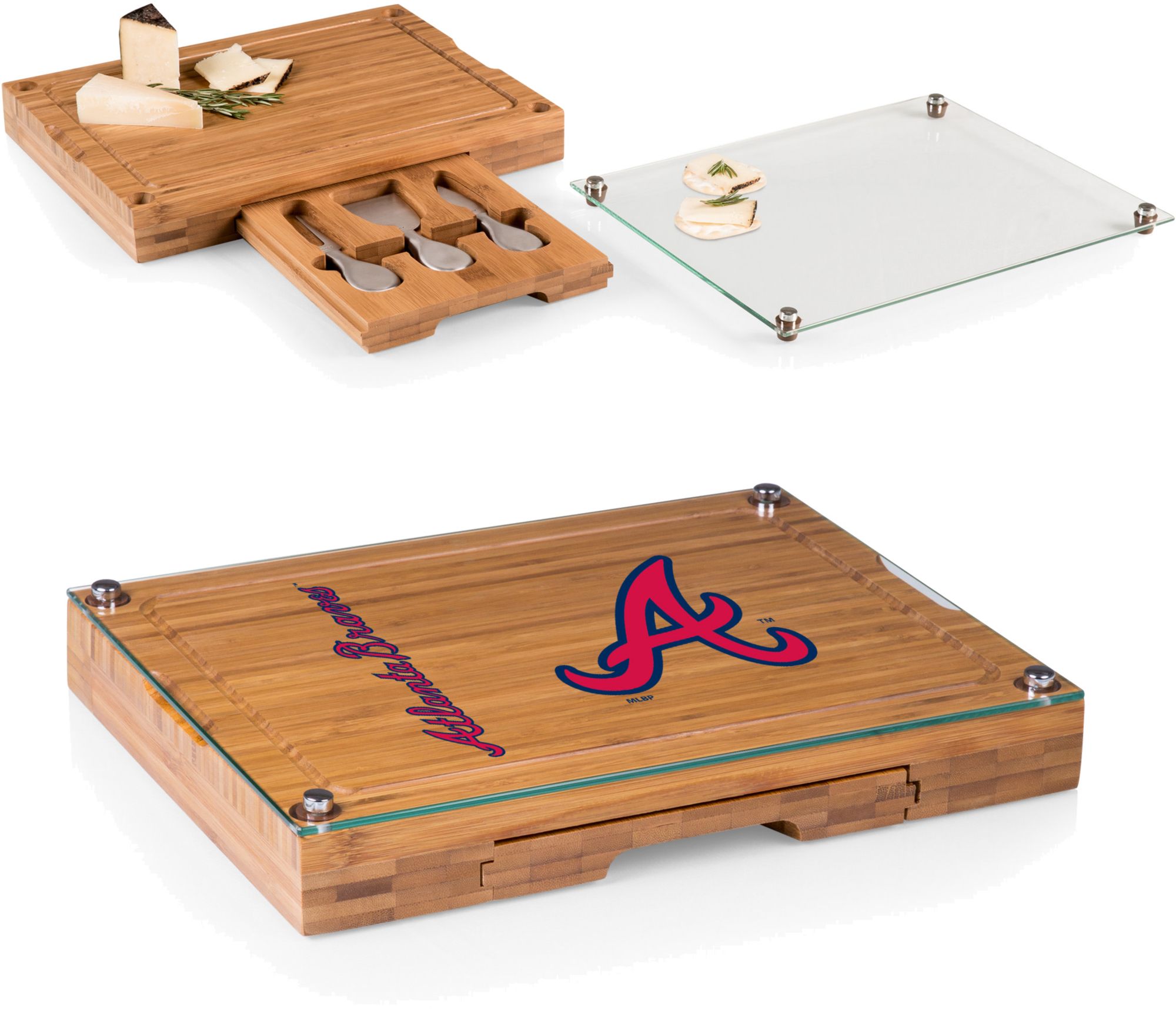 Picnic Time Atlanta Braves Concerto Glass Top Cheese Board and Knife Set product image
