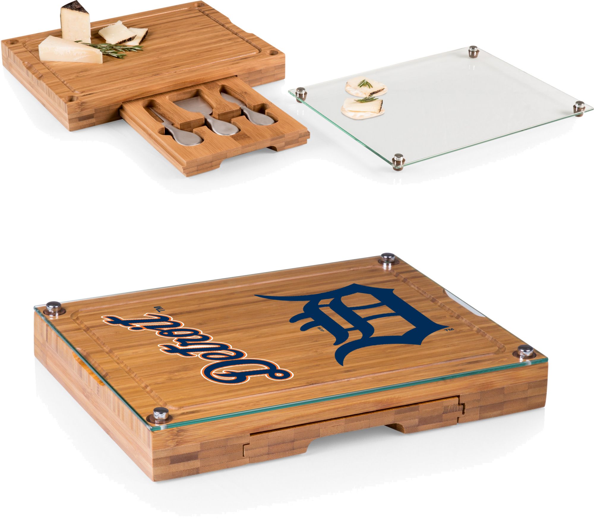 Picnic Time Detroit Tigers Concerto Glass Top Cheese Board and Knife Set product image