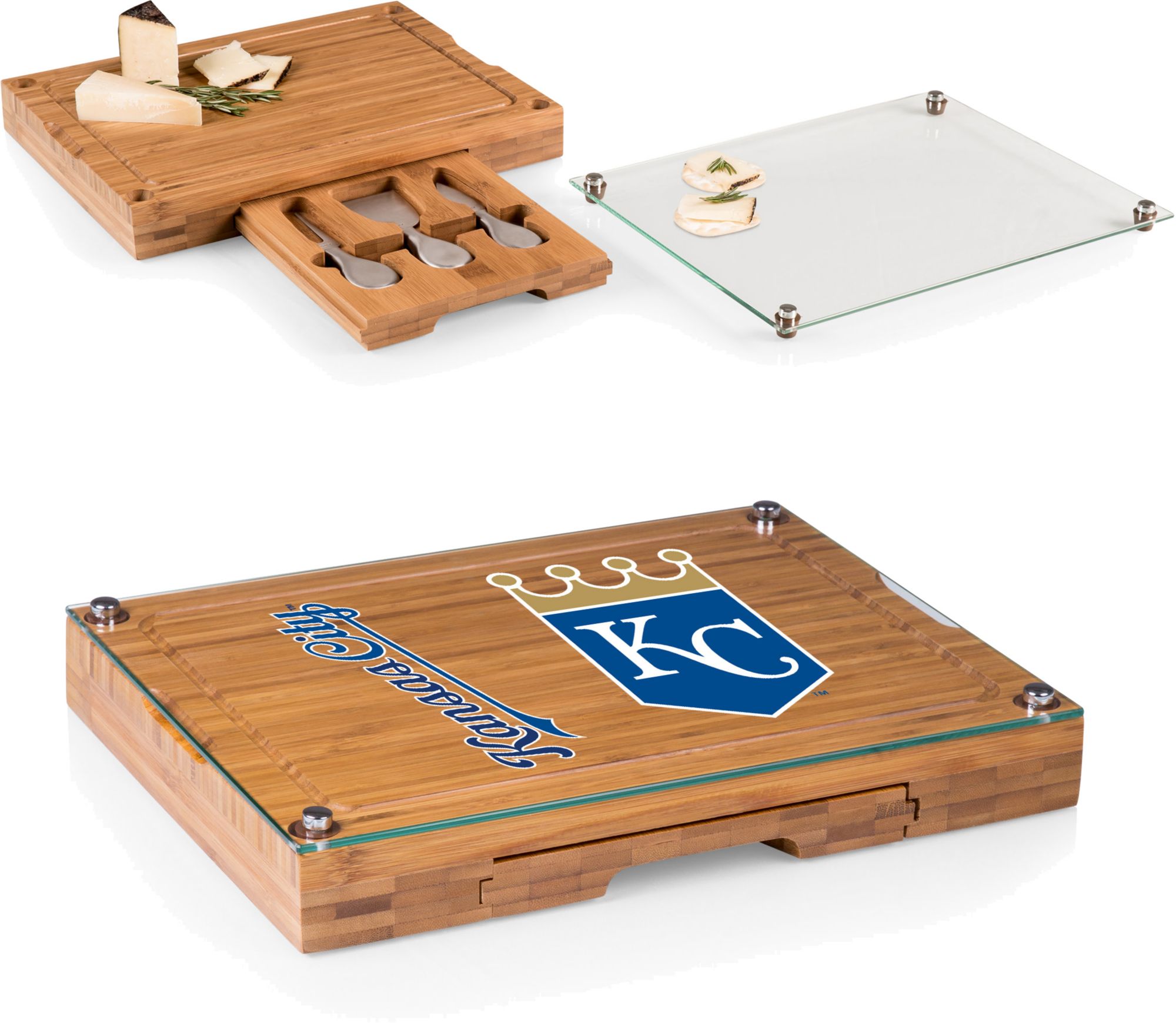 Picnic Time Kansas City Royals Concerto Glass Top Cheese Board and Knife Set product image