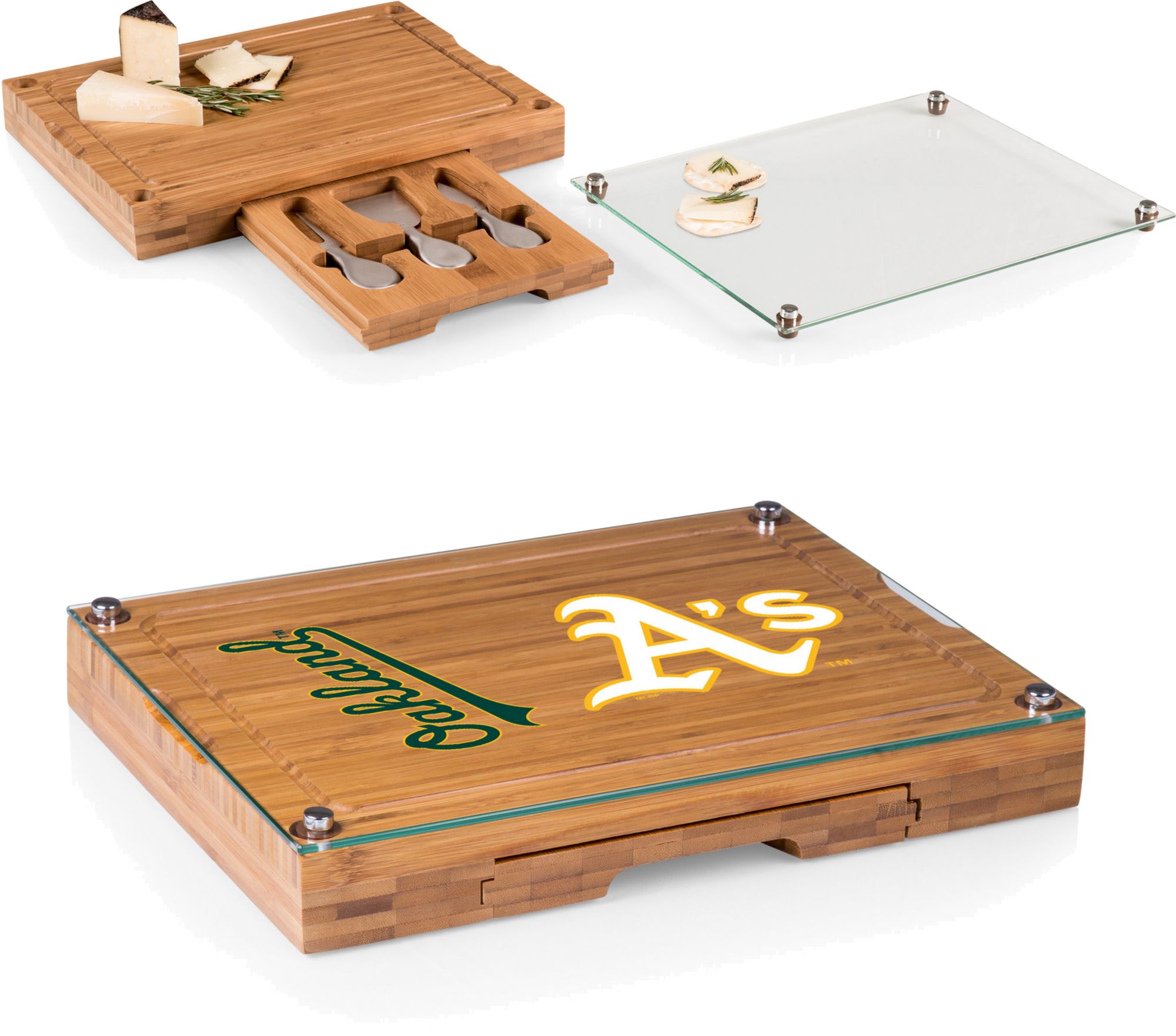 Picnic Time Athletics Concerto Glass Top Cheese Board and Knife Set product image