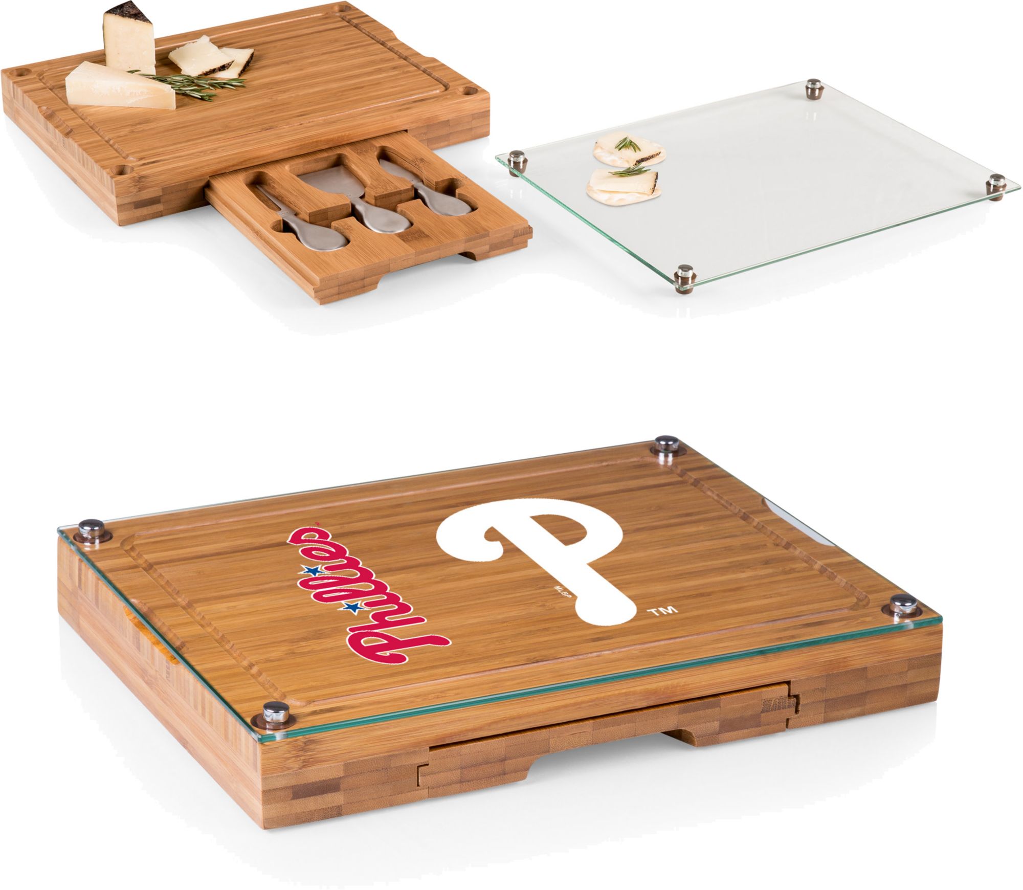Picnic Time Philadelphia Phillies Concerto Glass Top Cheese Board and Knife Set product image