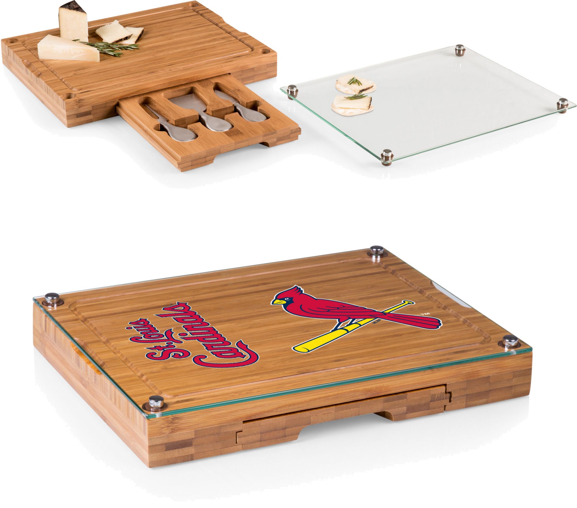 Picnic Time St. Louis Cardinals Concerto Glass Top Cheese Board and Knife Set product image