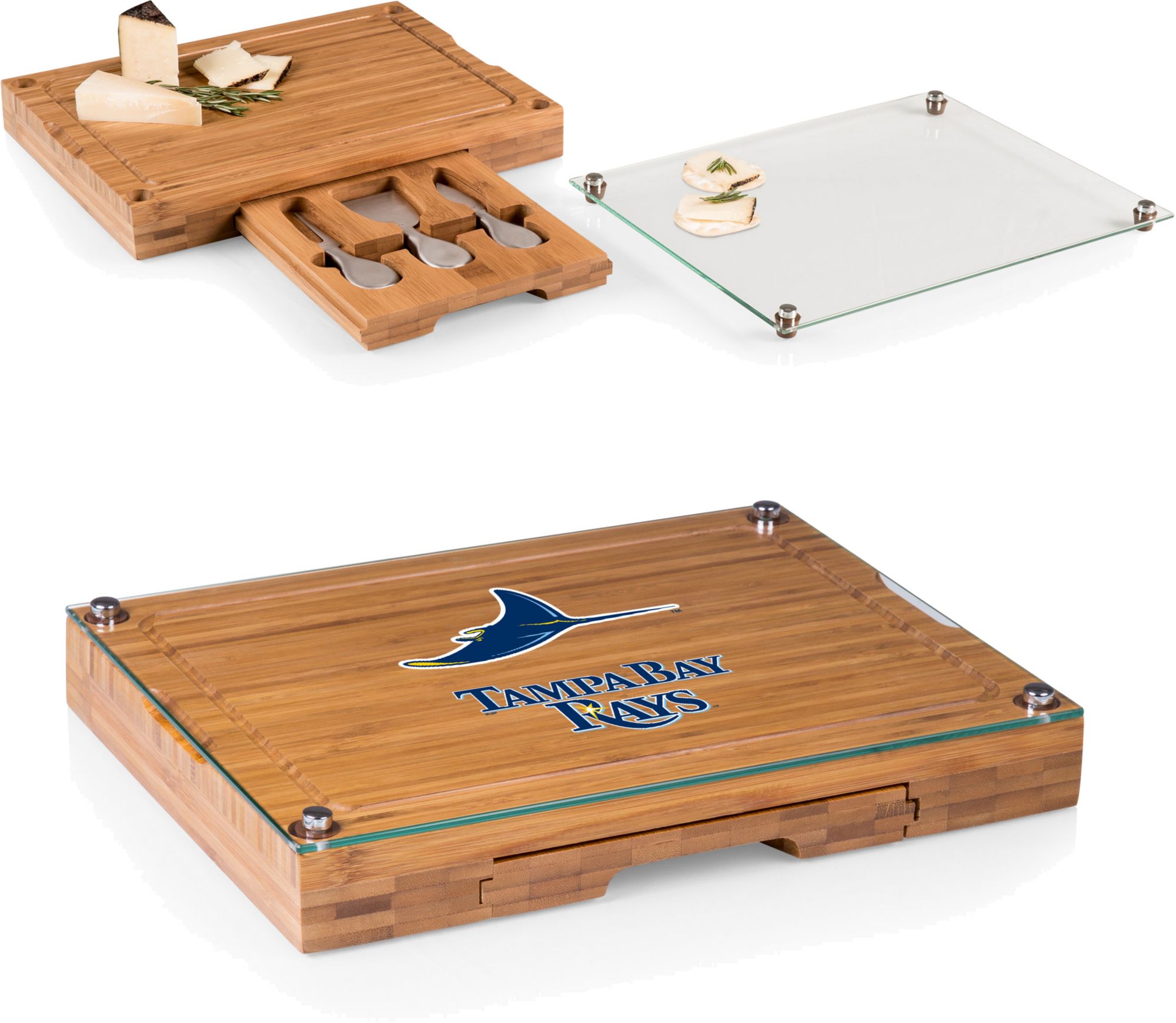 Picnic Time Tampa Bay Rays Concerto Glass Top Cheese Board and Knife Set product image
