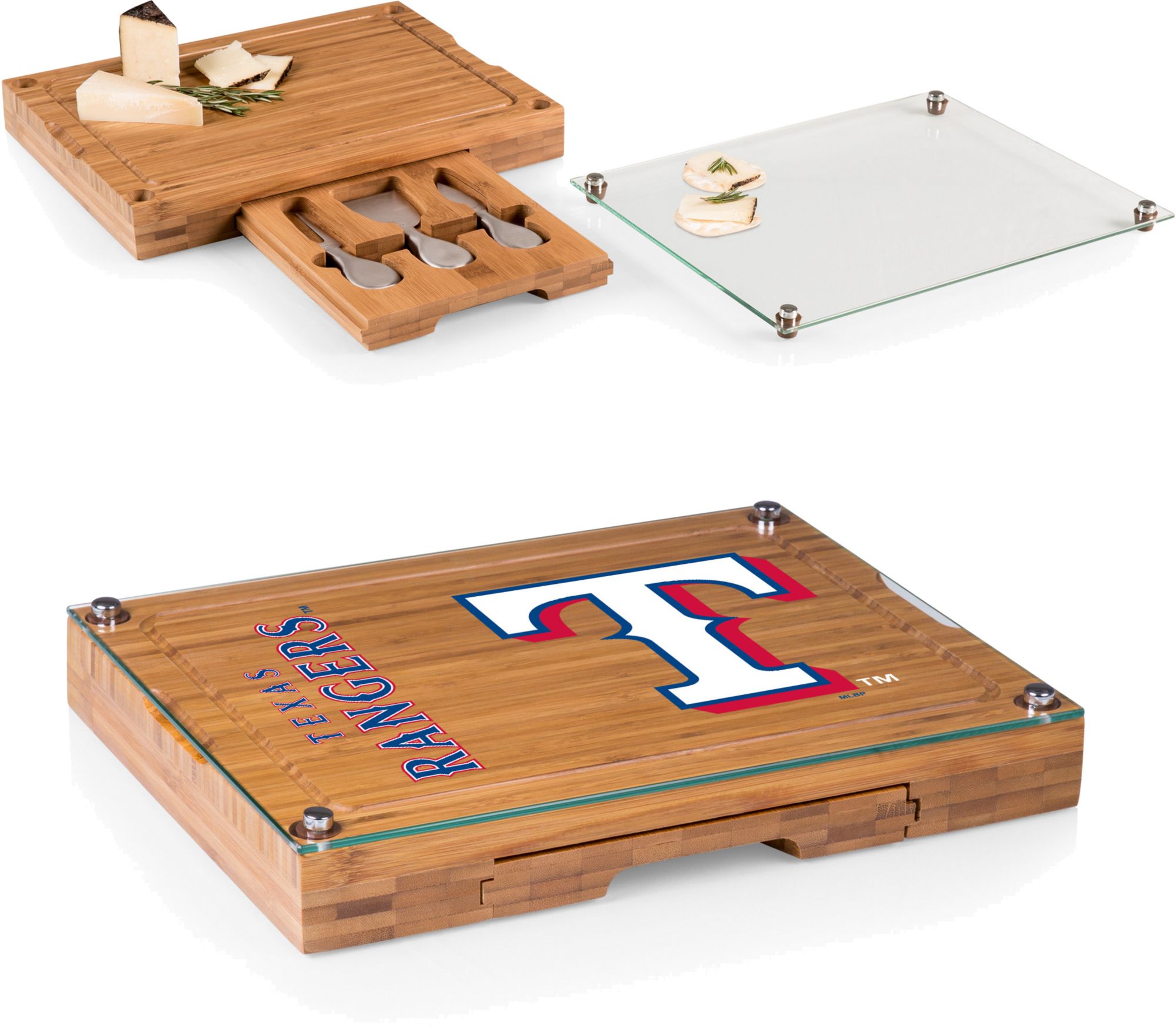 Picnic Time Texas Rangers Concerto Glass Top Cheese Board and Knife Set product image