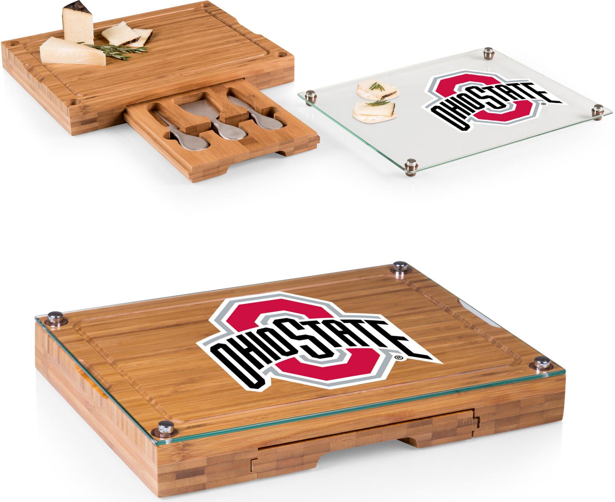 Picnic Time Ohio State Buckeyes Glass Top Cutting Board Set product image