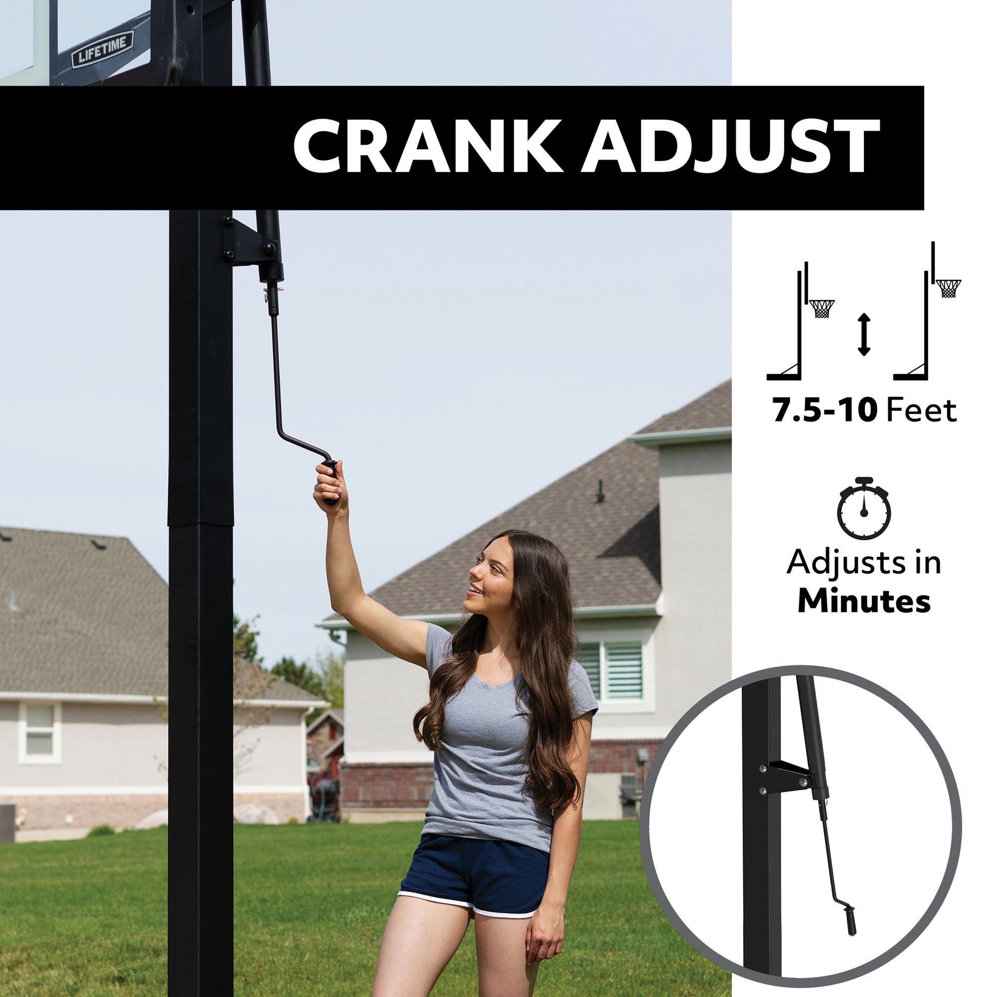 Lifetime 54-Inch Crank Adjust Bolt-Down Basketball Hoop with Tempered Glass Backboard, Slam-It Ultra Rim (NBA Version) product image