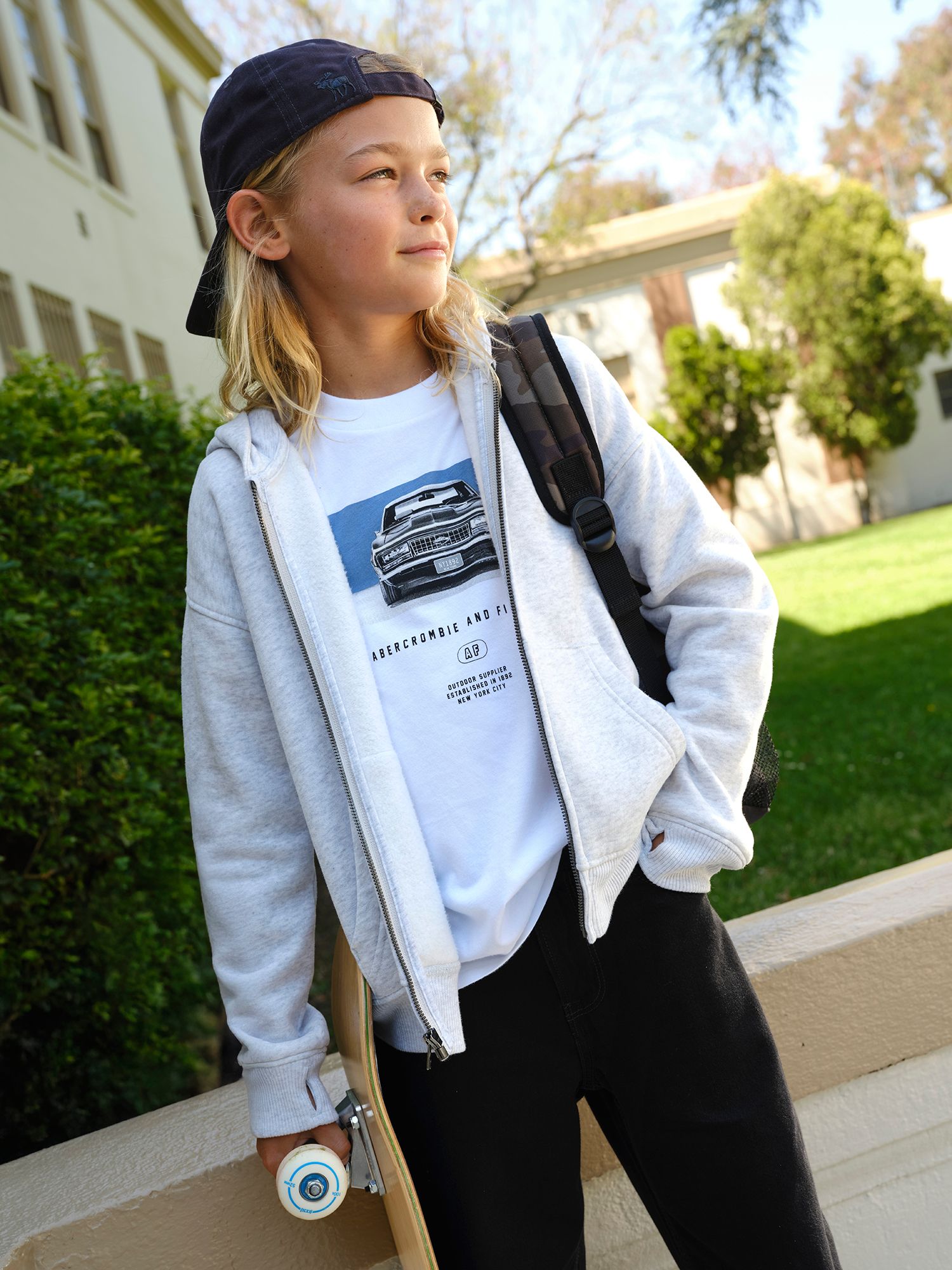 abercrombie kids essentials full-zip hoodie product image