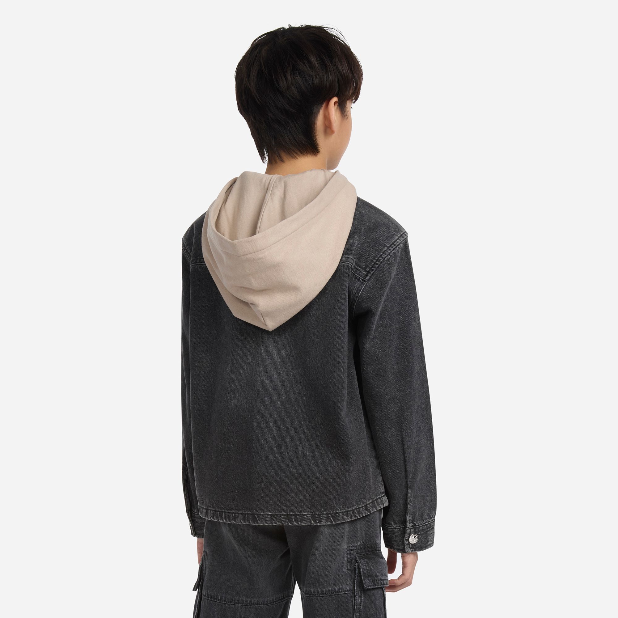 abercrombie kids hooded zip denim jacket product image