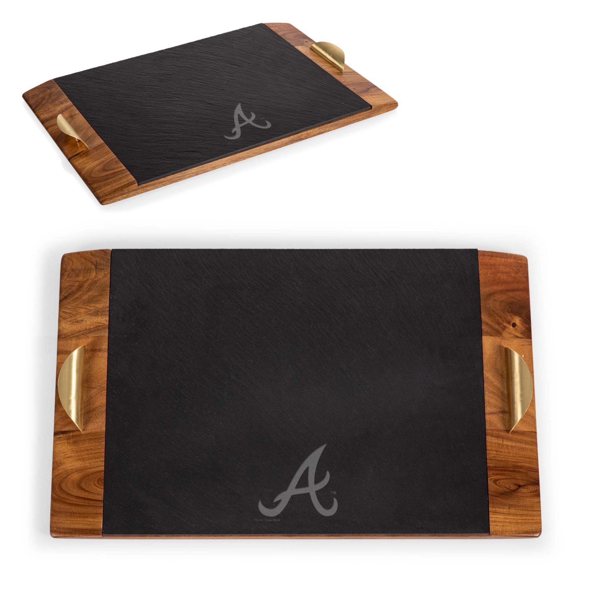 Picnic Time Atlanta Braves Acacia and Covina Slate Serving Tray