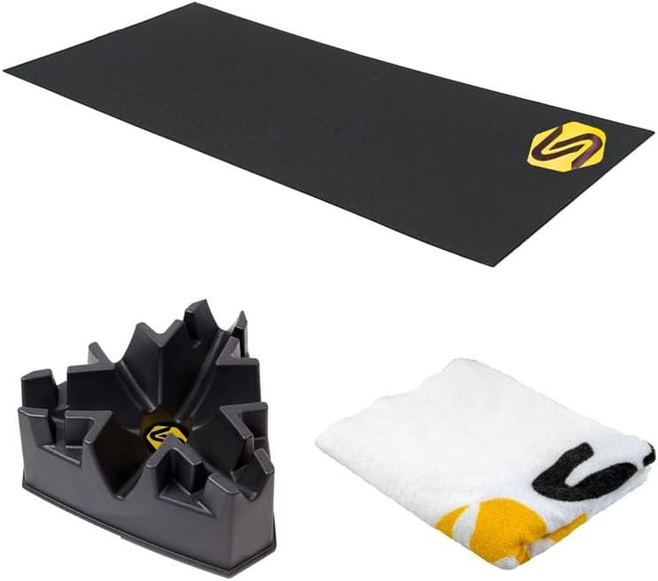 Saris Bike Trainer Accessory Kit with Bike Mat, Climbing Riser Block, and Towel