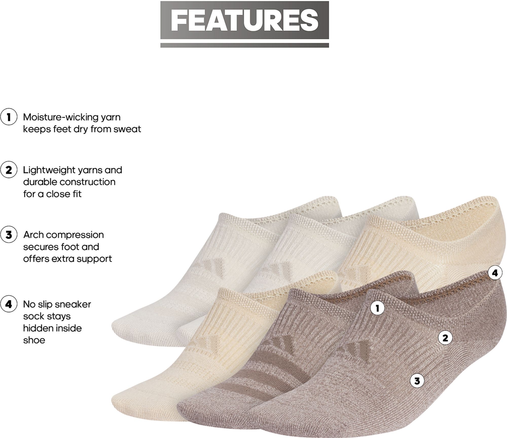adidas Superlite 3.0 No Show Socks - 6 Pack product image