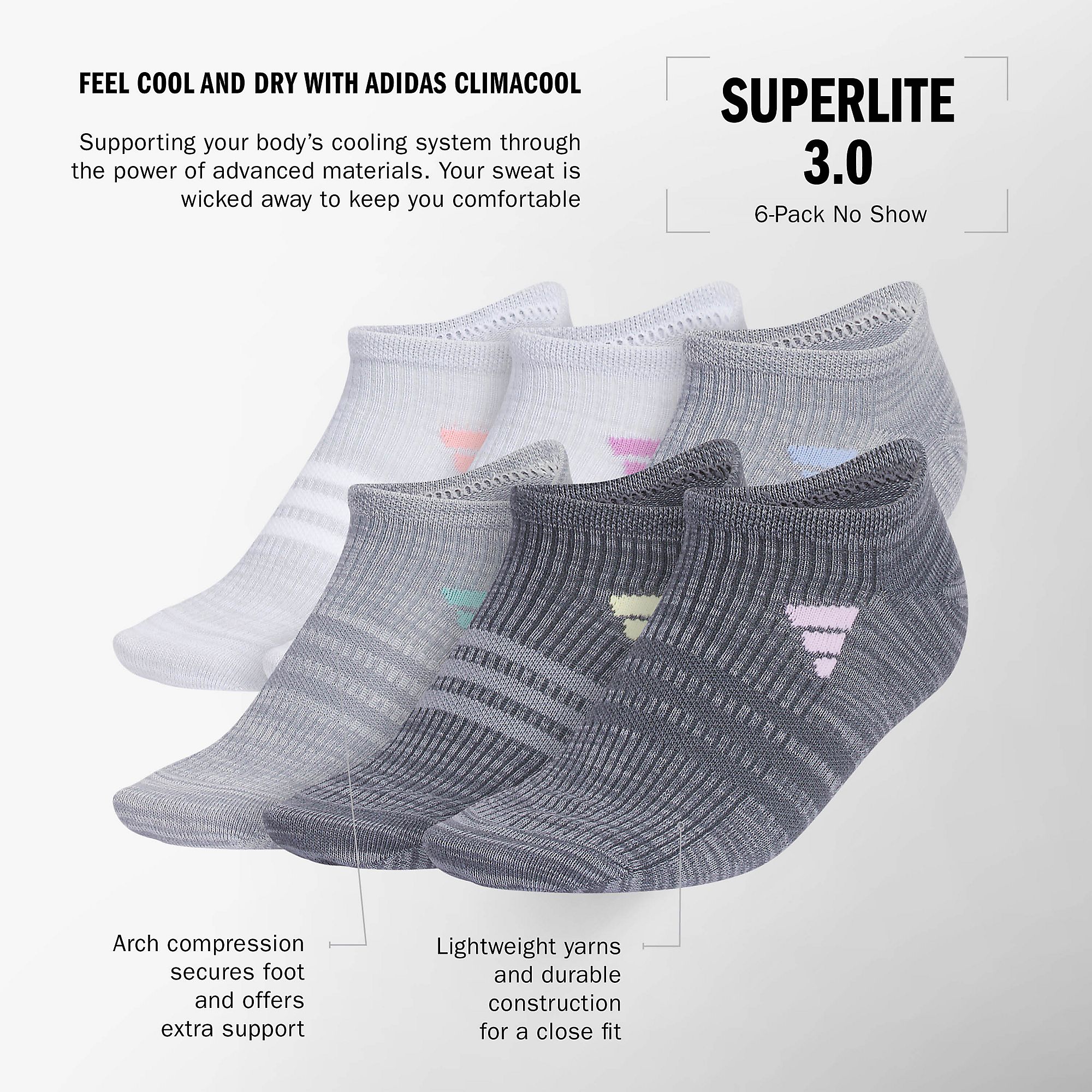 adidas Superlite 3.0 No Show Socks - 6 Pack product image