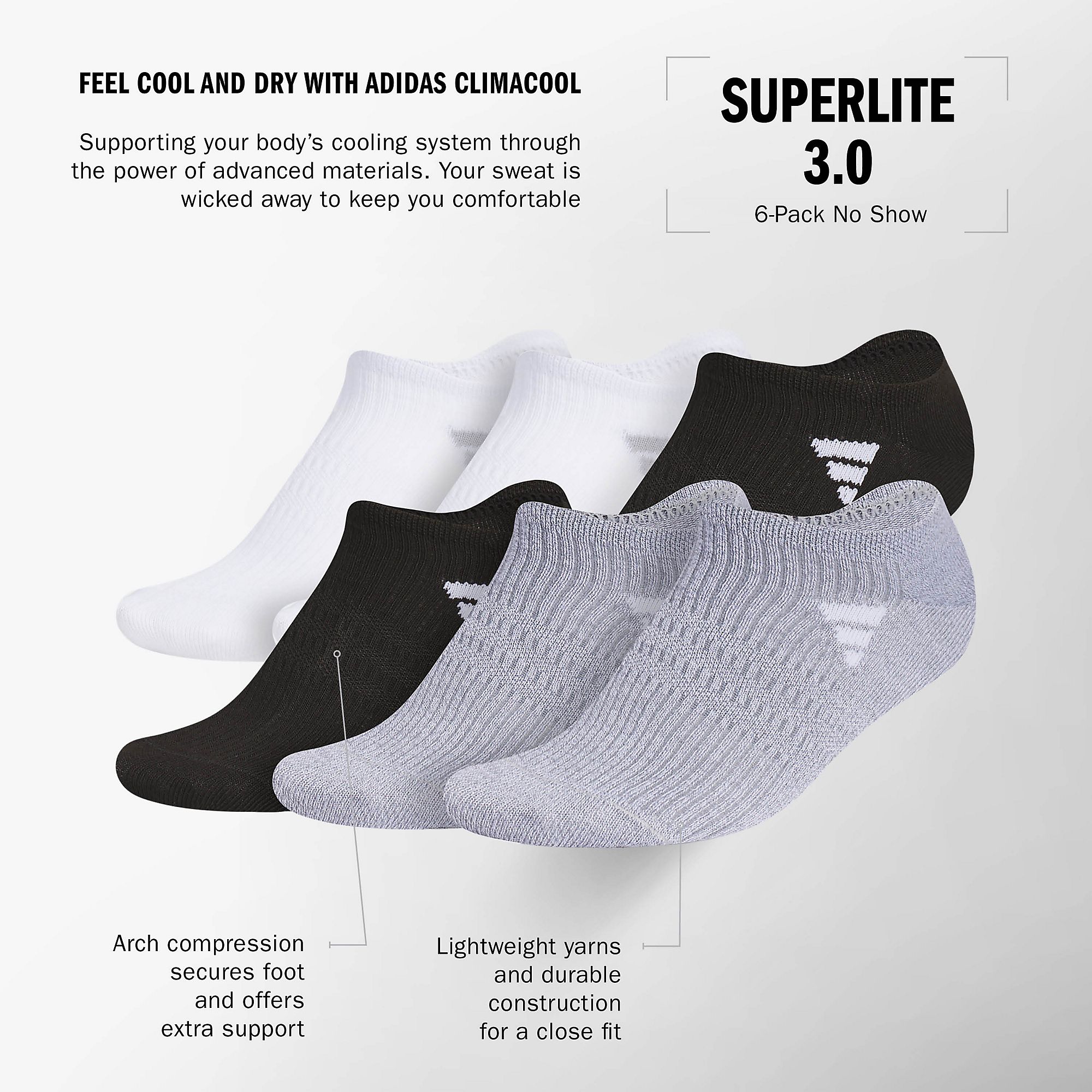 adidas Superlite 3.0 No Show Socks - 6 Pack product image