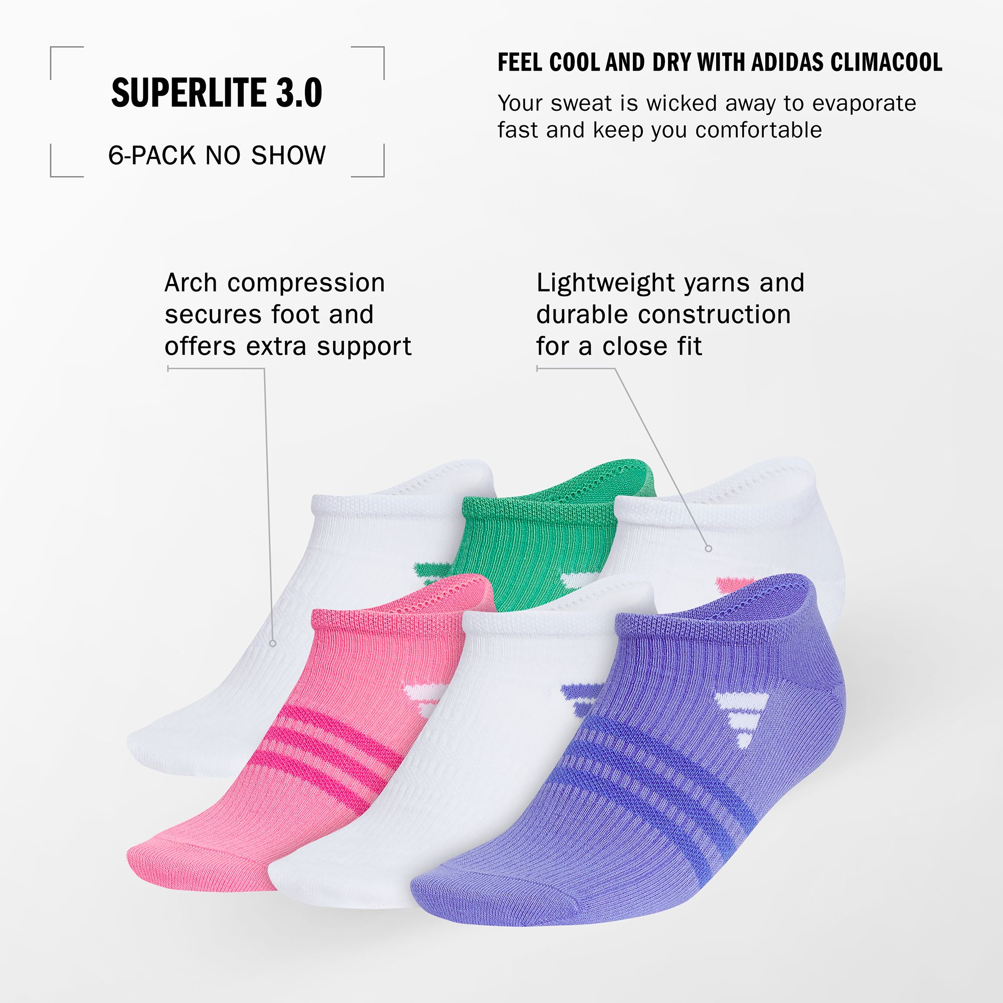 adidas Superlite 3.0 No Show Socks - 6 Pack product image
