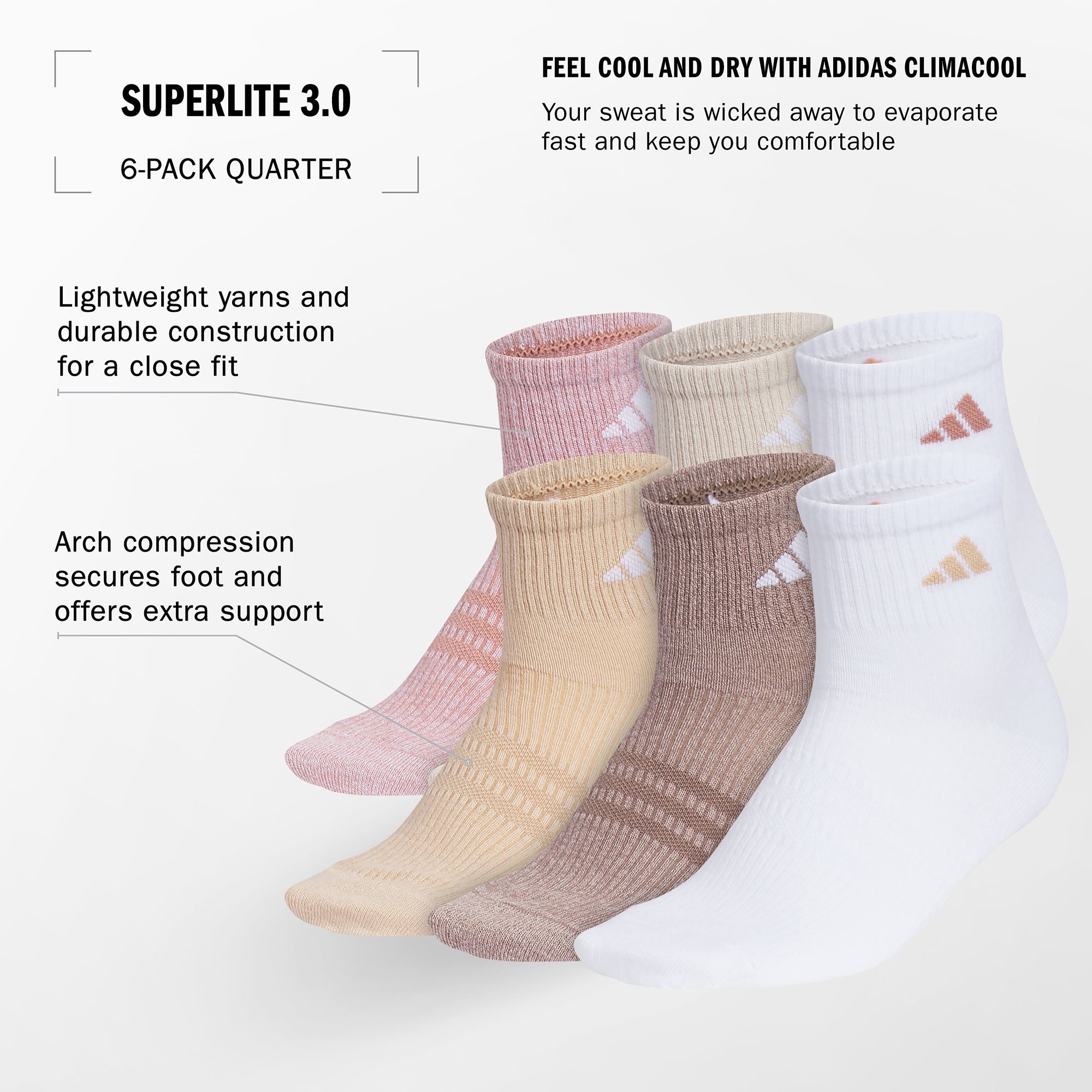 adidas Superlite 3.0 Quarter Socks - 6-Pack product image