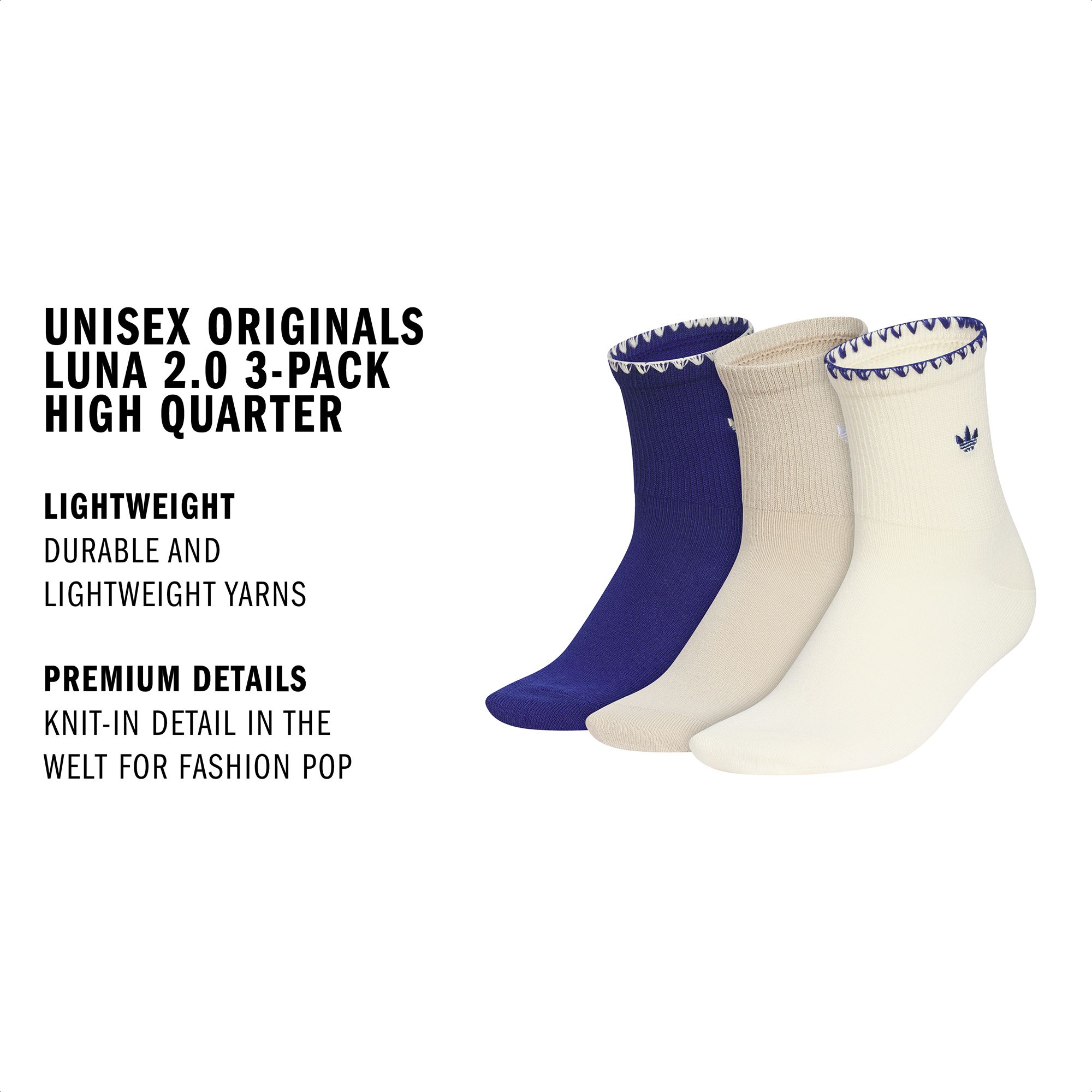 adidas Originals Luna 2.0s 3-Pack High Quarter Trefoil Socks product image