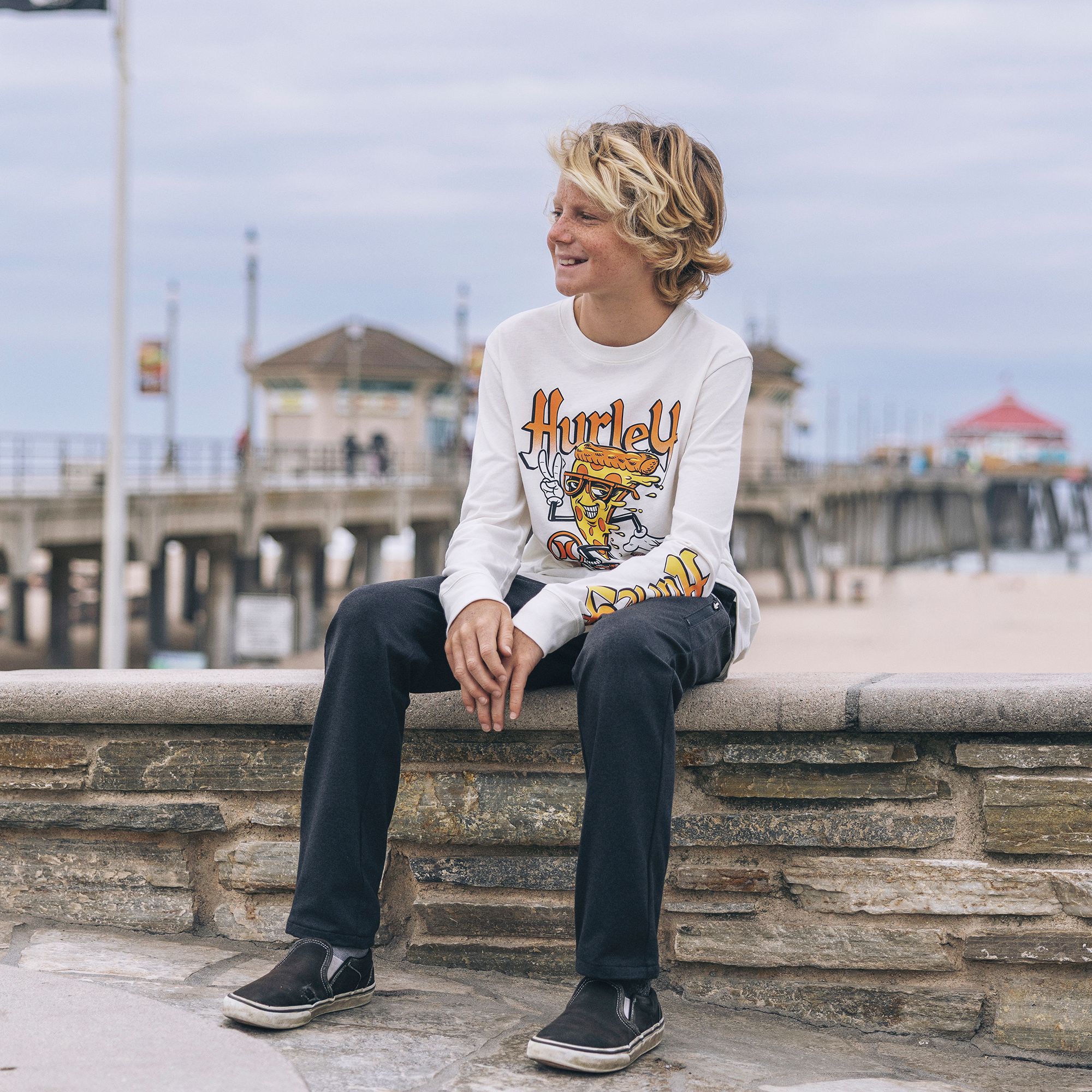 Hurley Boys' Skate Pizza Long-Sleeve Graphic Tee product image