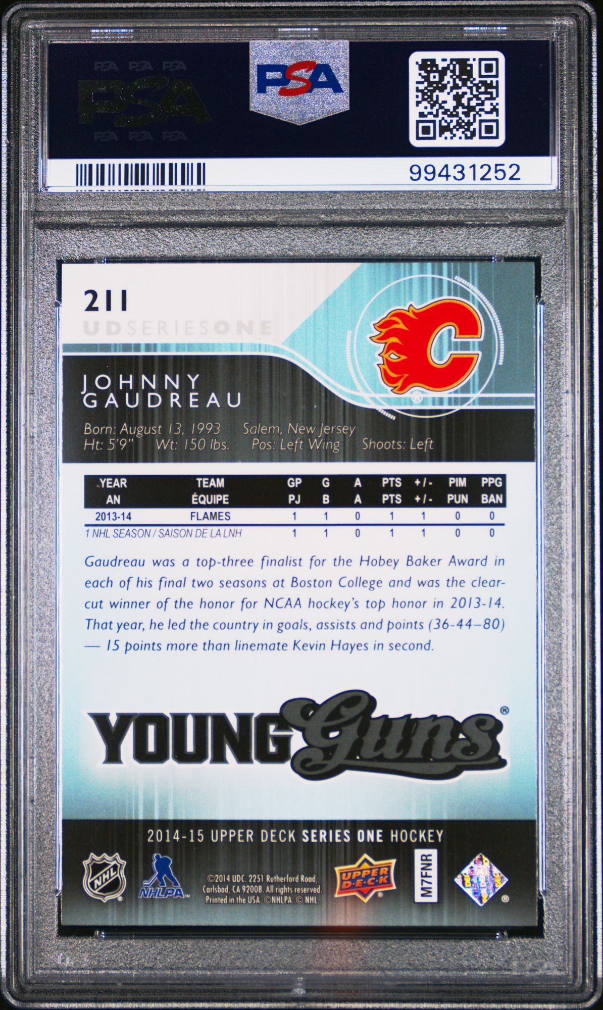 2014 Upper Deck 211 Johnny Gaudreau PSA 10 product image