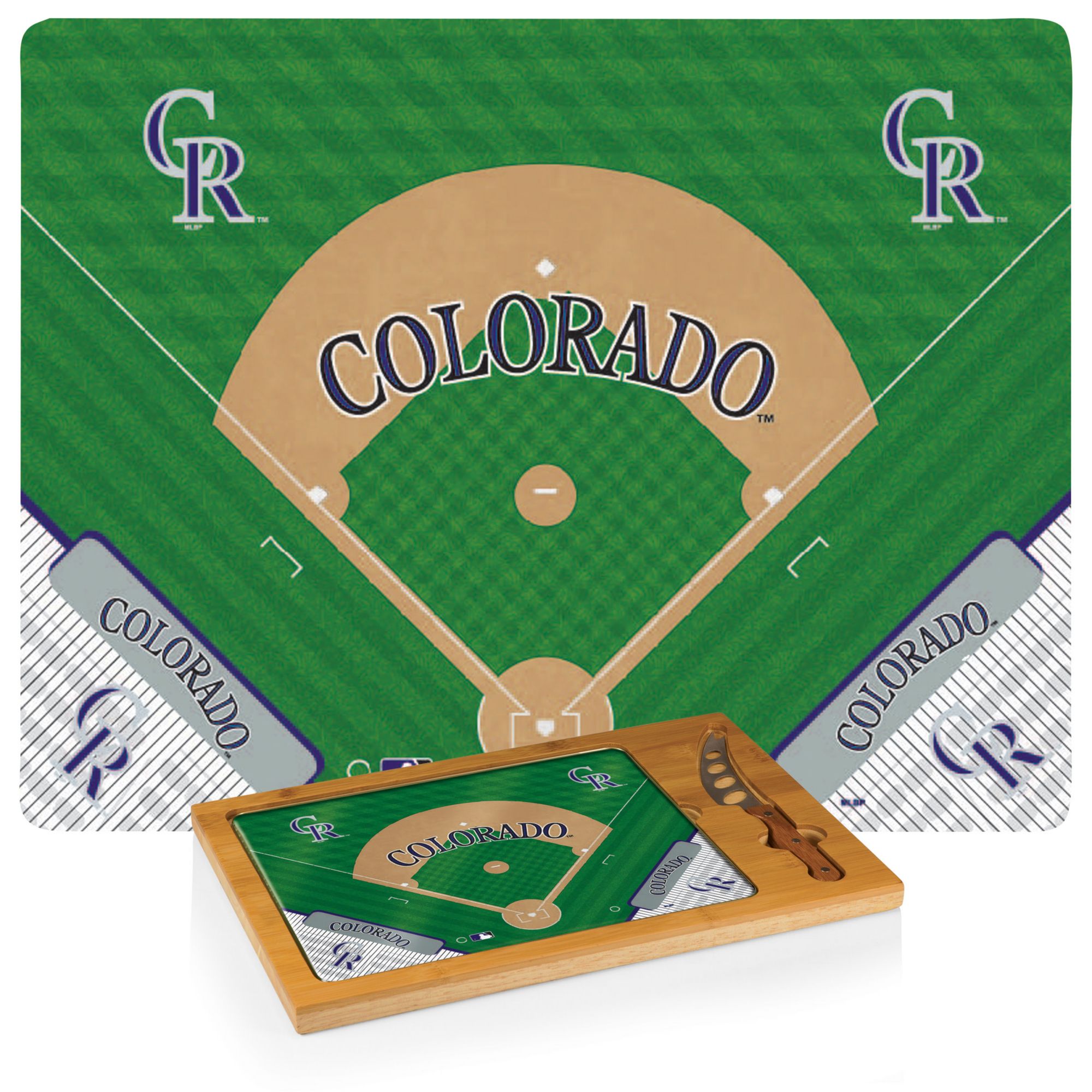 Picnic Time Colorado Rockies Glass Top Serving Board Set product image