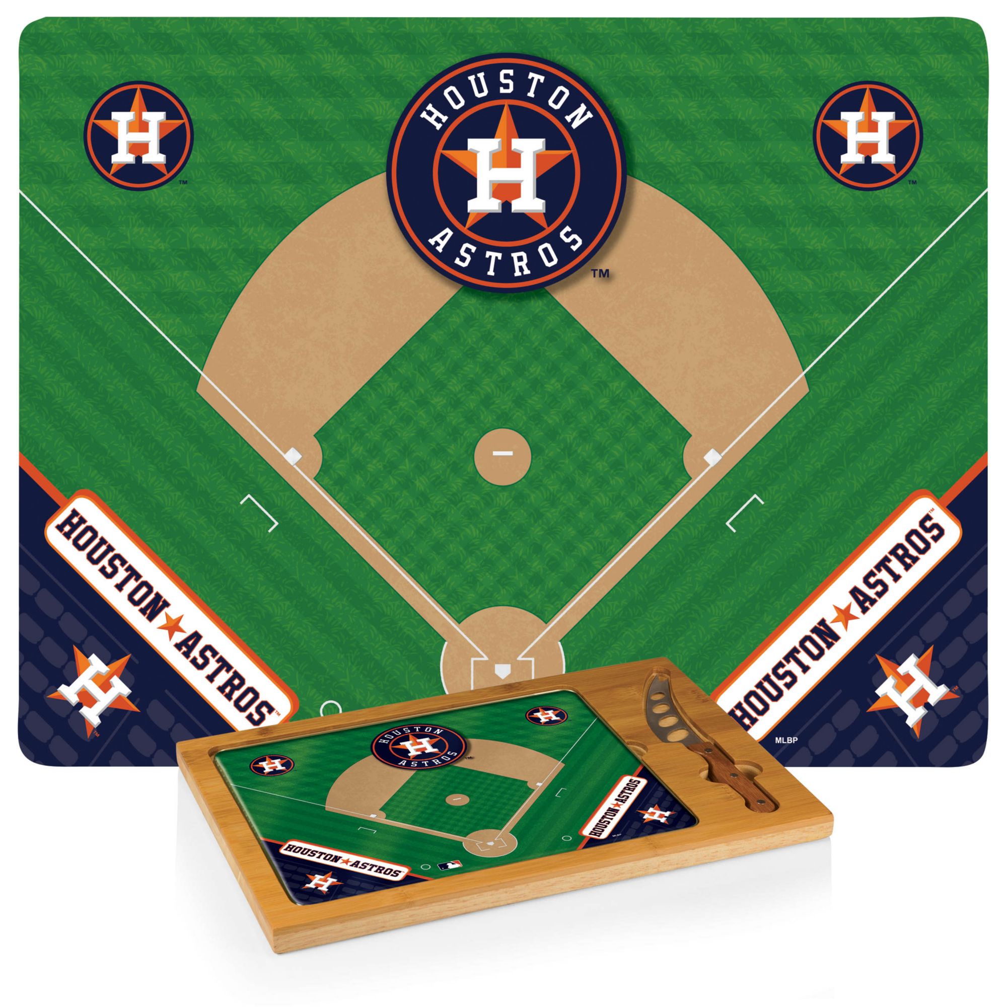 Picnic Time Houston Astros Glass Top Serving Board Set product image