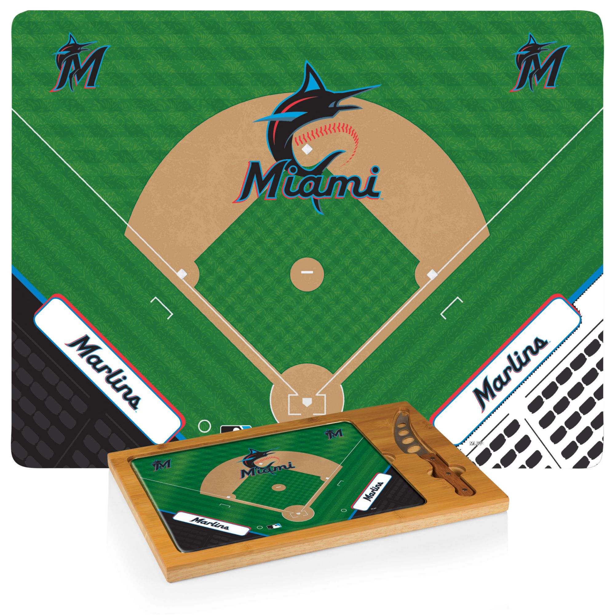Picnic Time Miami Marlins Glass Top Serving Board Set product image