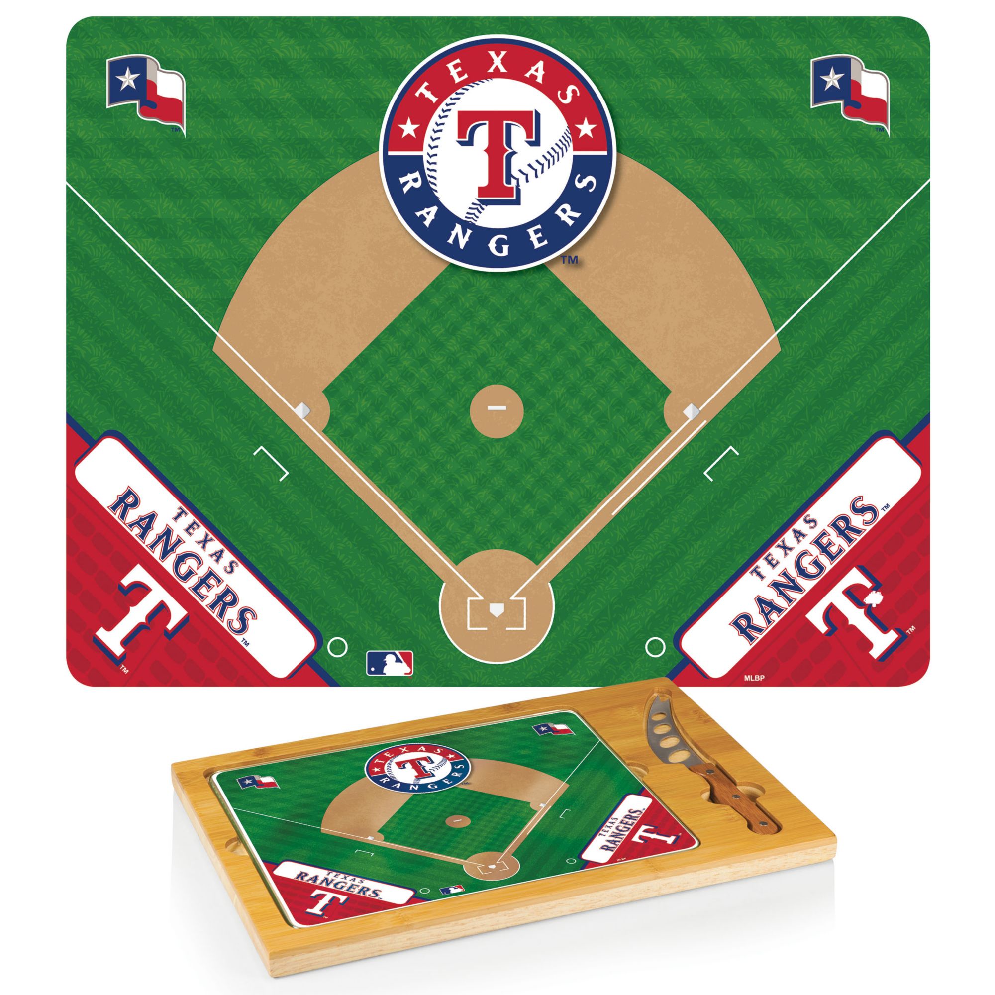 Picnic Time Texas Rangers Glass Top Serving Board Set product image
