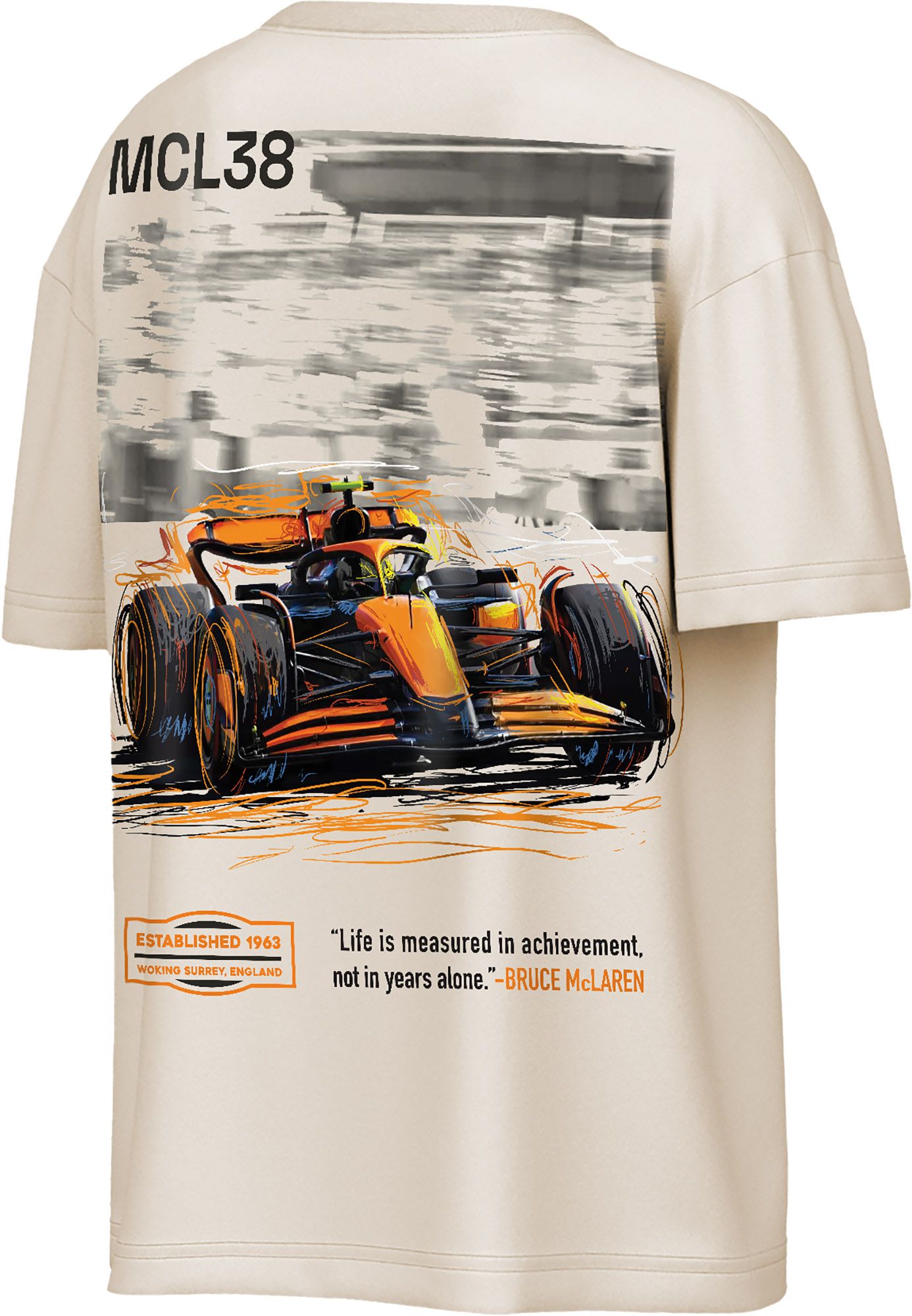 Mitchell & Ness Men's McLaren Racing Fast Lane Cream T-Shirt product image