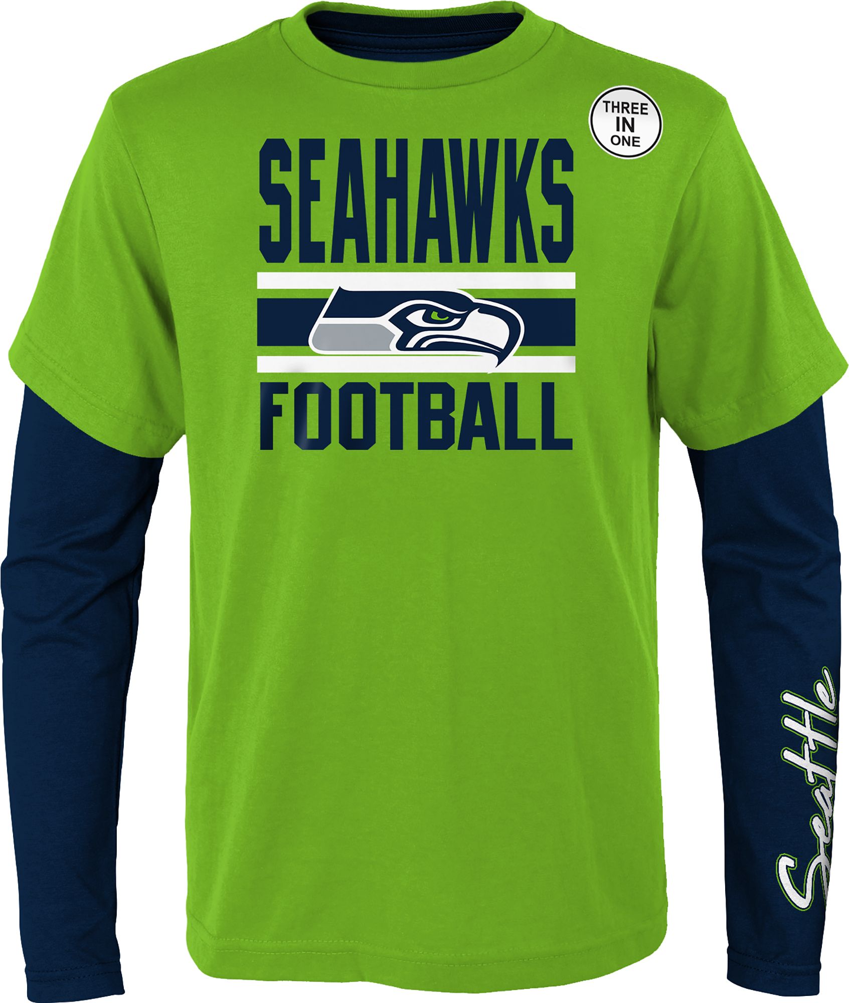 NFL Team Apparel Boys' Seattle Seahawks Fan Fave 3-In-1 T-Shirt